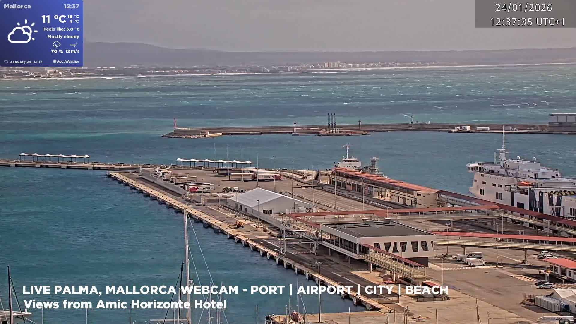 Palma de Mallorca City & Harbor Live Cam - Portopi , Ponent Discrict, Palma de Mallorca, Balearic Islands, Spain