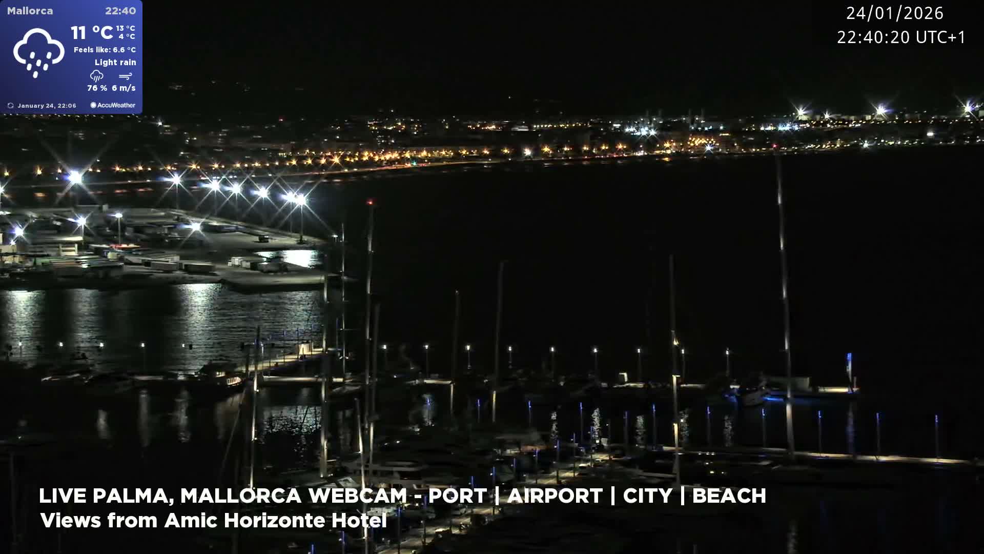 Palma de Mallorca City & Harbor Live Cam - Portopi , Ponent Discrict, Palma de Mallorca, Balearic Islands, Spain