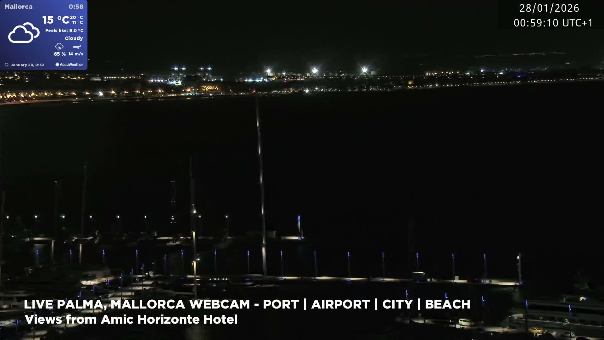 Palma de Mallorca City & Harbor Live Cam - Portopi , Ponent Discrict, Palma de Mallorca, Balearic Islands, Spain