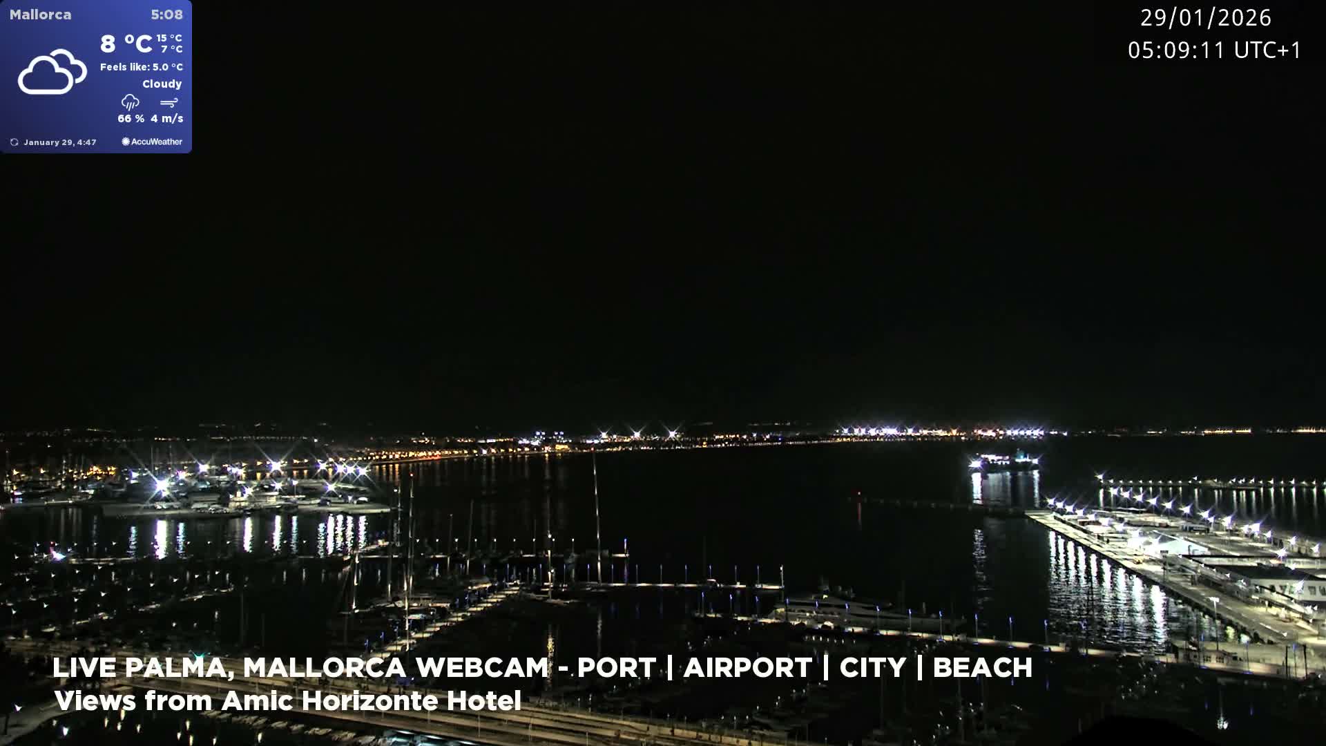 Palma de Mallorca City & Harbor Live Cam - Portopi , Ponent Discrict, Palma de Mallorca, Balearic Islands, Spain
