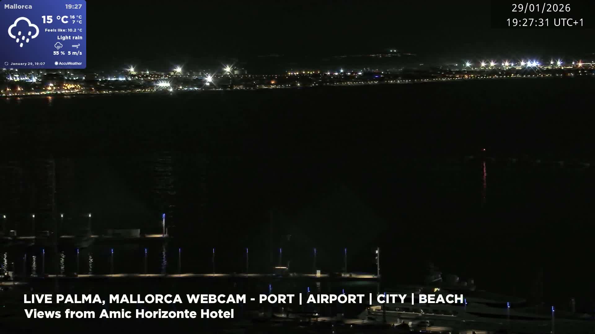 Palma de Mallorca City & Harbor Live Cam - Portopi , Ponent Discrict, Palma de Mallorca, Balearic Islands, Spain