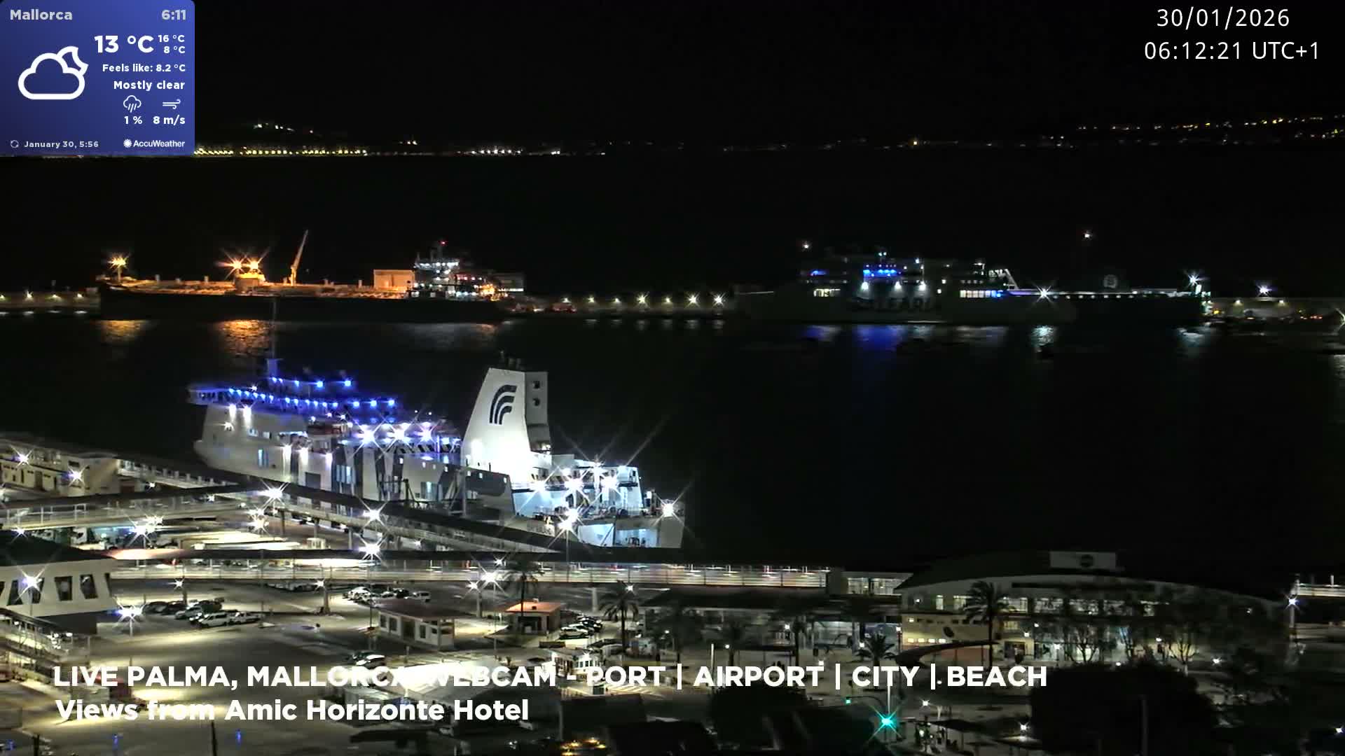 Palma de Mallorca City & Harbor Live Cam - Portopi , Ponent Discrict, Palma de Mallorca, Balearic Islands, Spain