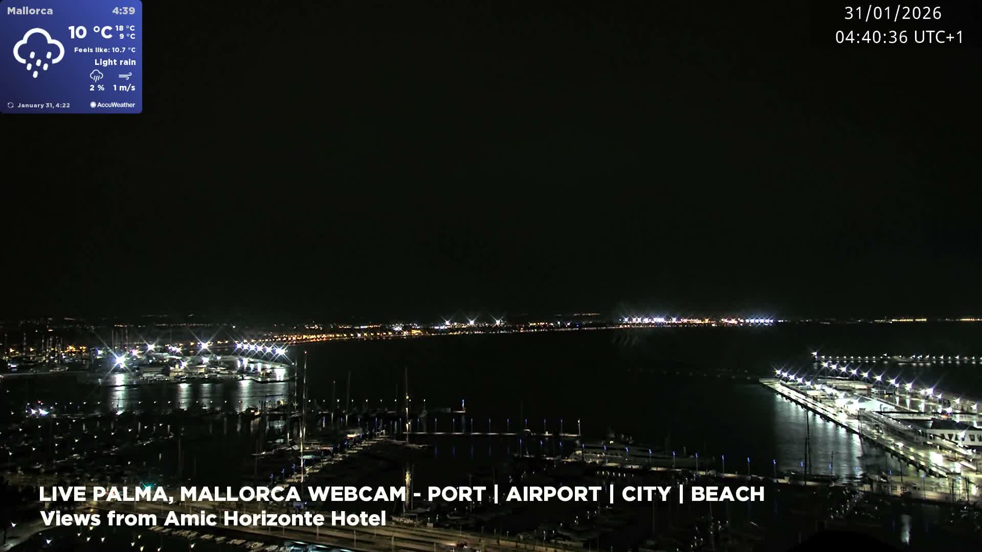 Palma de Mallorca City & Harbor Live Cam - Portopi , Ponent Discrict, Palma de Mallorca, Balearic Islands, Spain