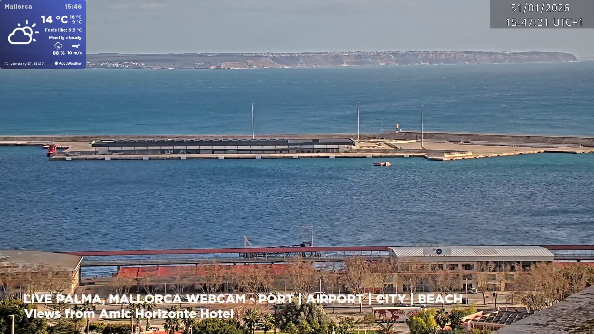 Palma de Mallorca City & Harbor Live Cam - Portopi , Ponent Discrict, Palma de Mallorca, Balearic Islands, Spain