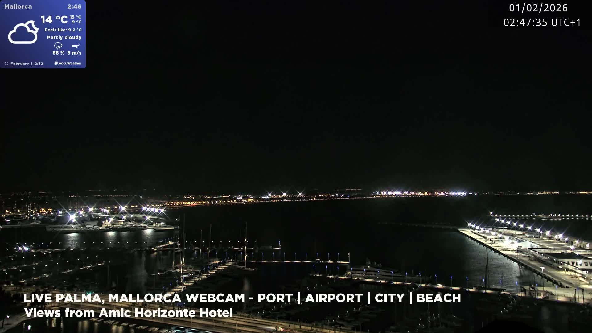 Palma de Mallorca City & Harbor Live Cam - Portopi , Ponent Discrict, Palma de Mallorca, Balearic Islands, Spain