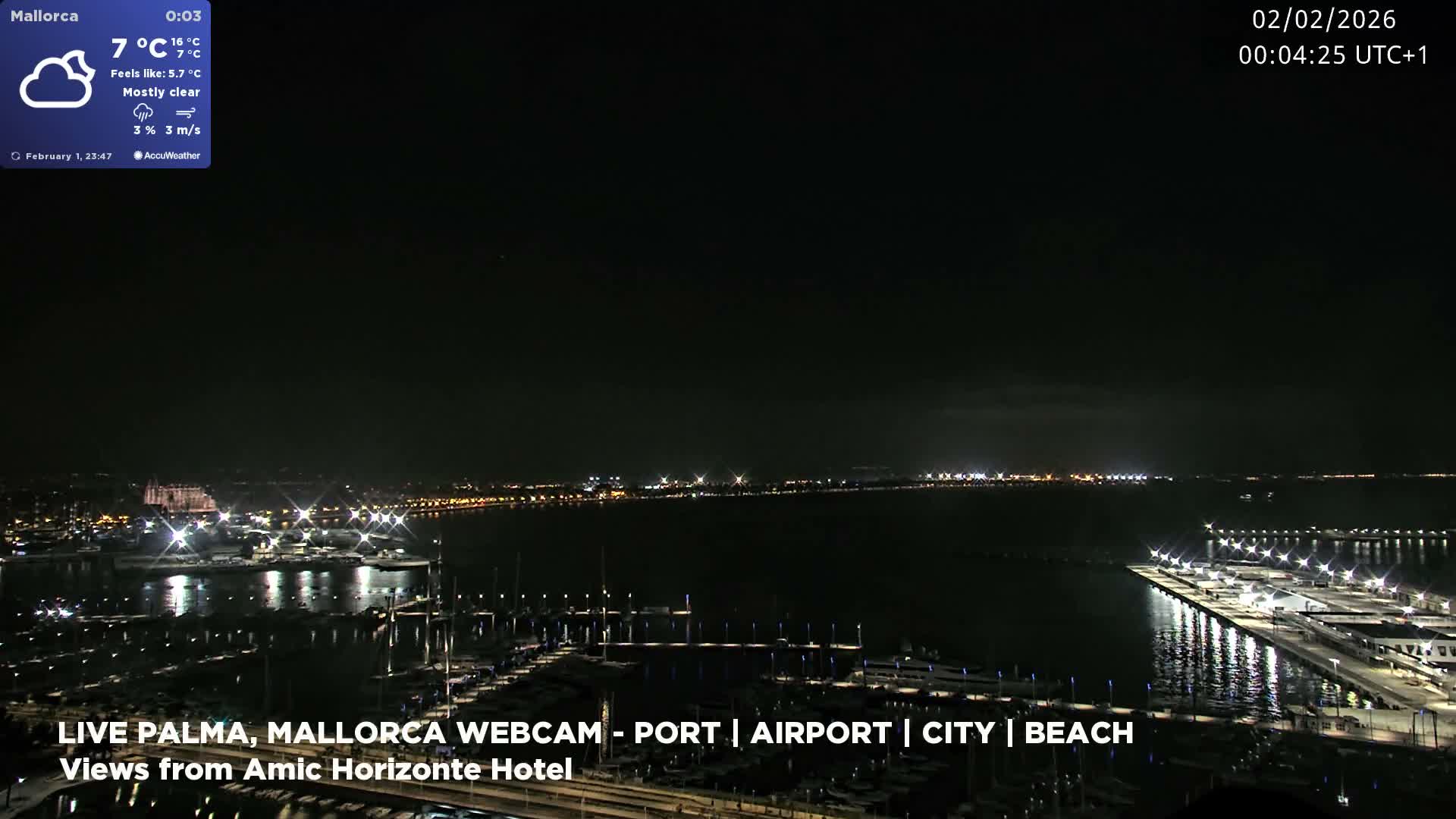 Palma de Mallorca City & Harbor Live Cam - Portopi , Ponent Discrict, Palma de Mallorca, Balearic Islands, Spain