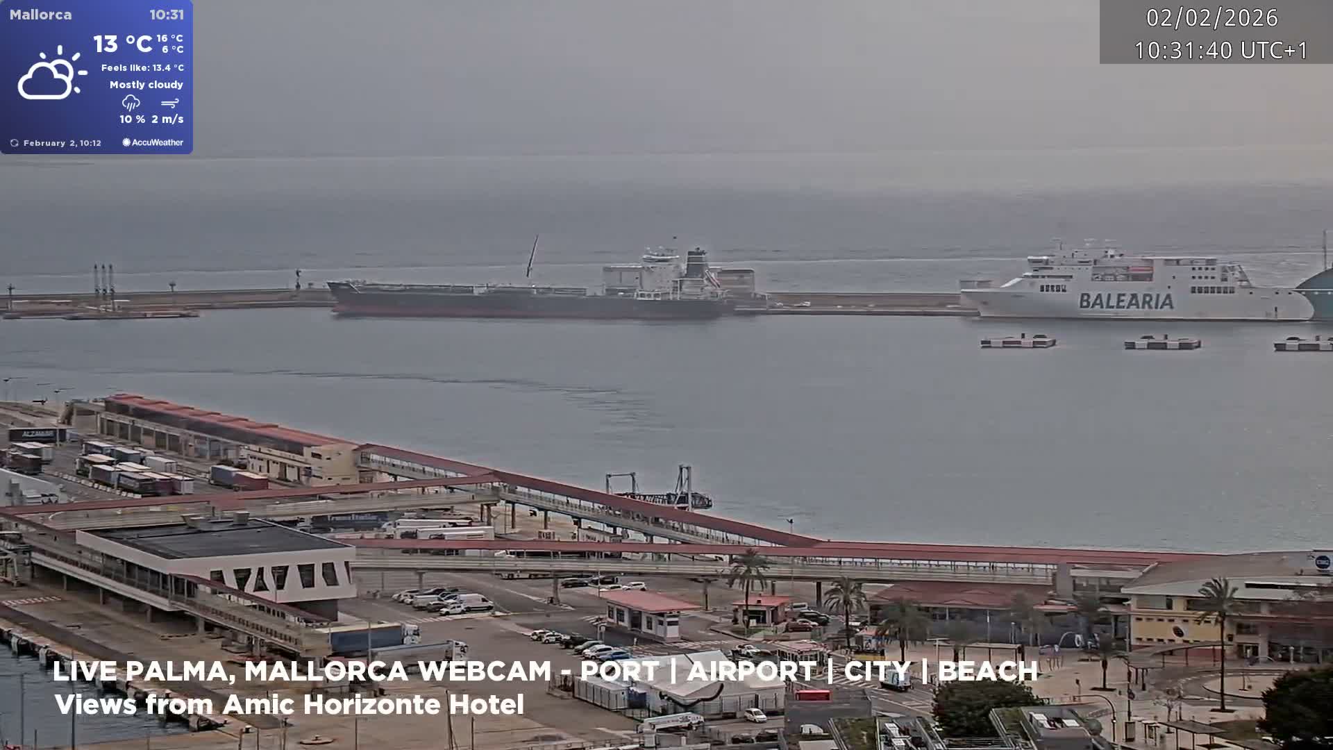 Palma de Mallorca City & Harbor Live Cam - Portopi , Ponent Discrict, Palma de Mallorca, Balearic Islands, Spain