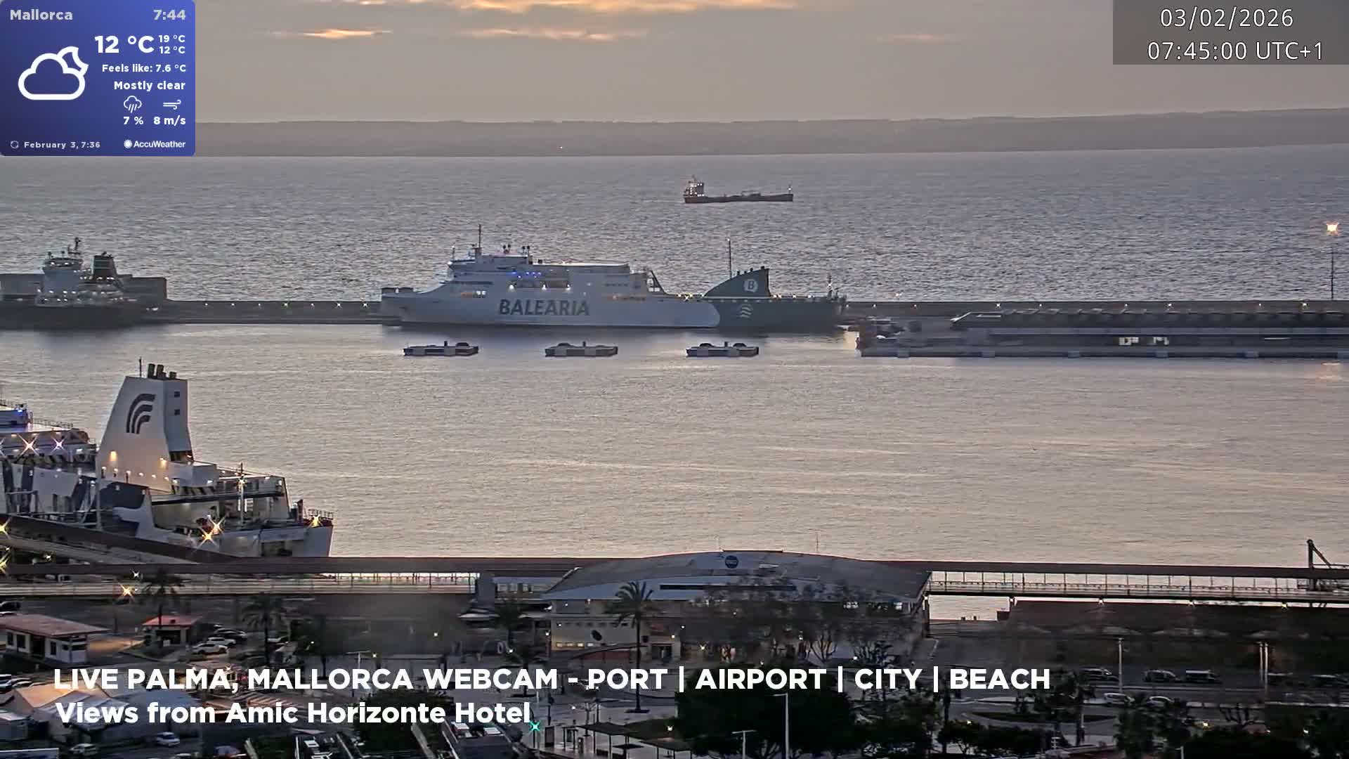 Palma de Mallorca City & Harbor Live Cam - Portopi , Ponent Discrict, Palma de Mallorca, Balearic Islands, Spain
