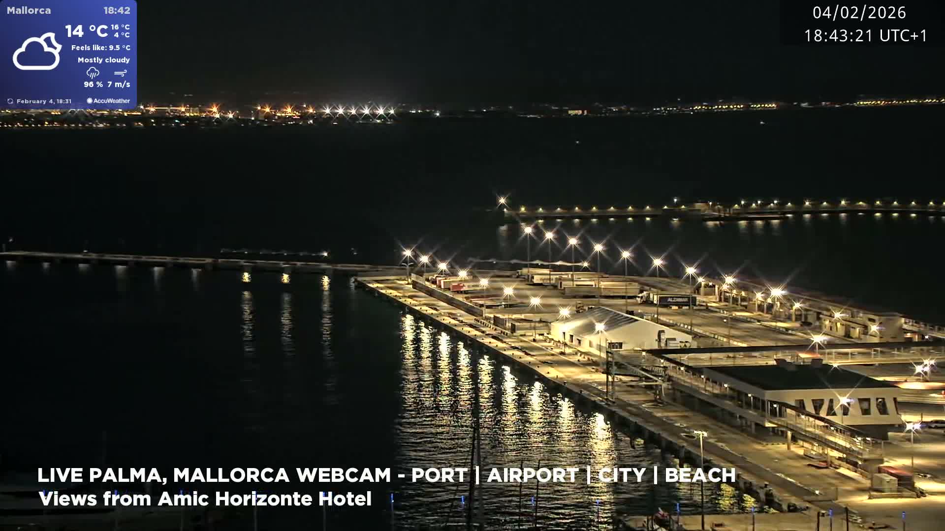 Palma de Mallorca City & Harbor Live Cam - Portopi , Ponent Discrict, Palma de Mallorca, Balearic Islands, Spain