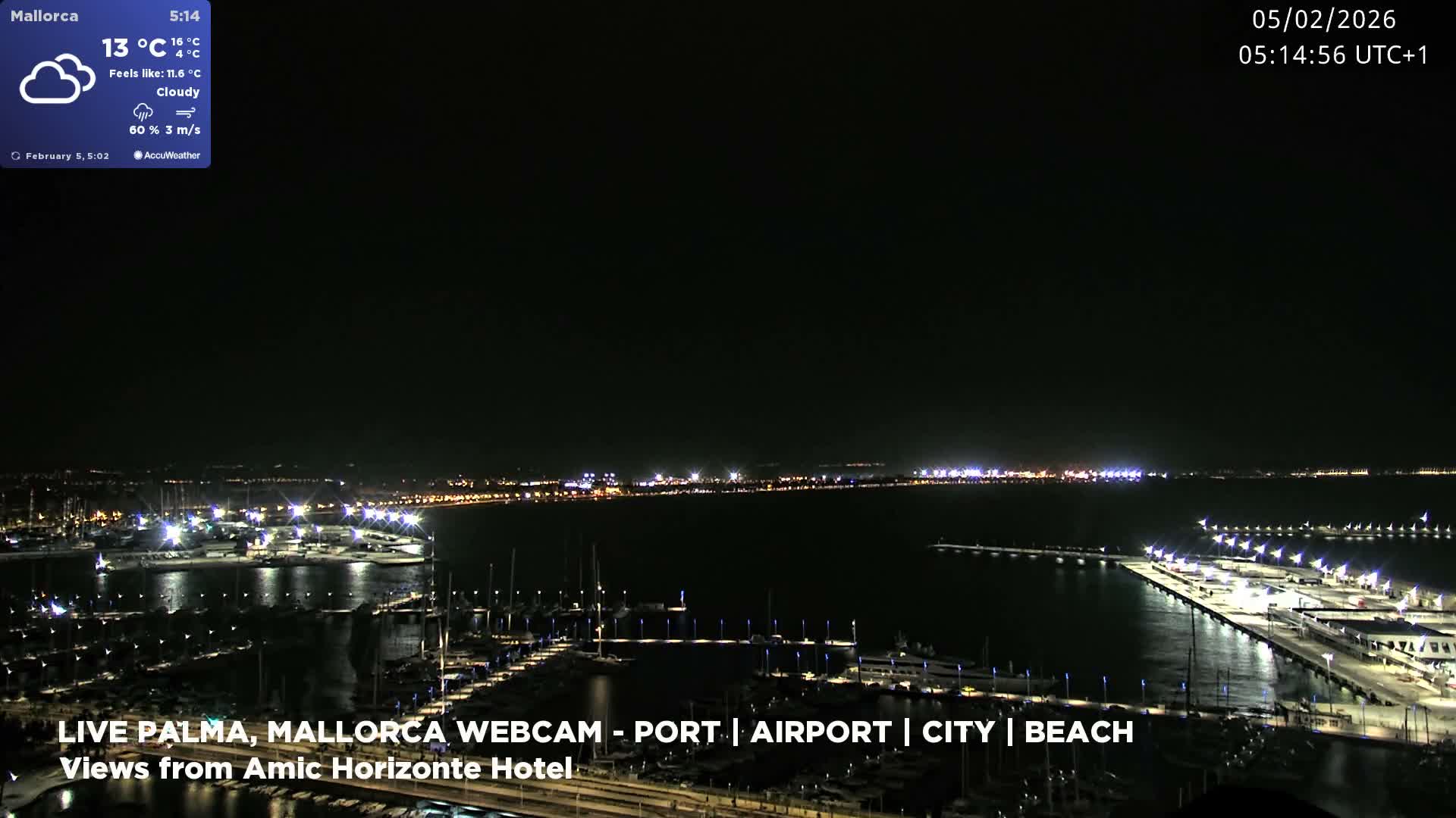 Palma de Mallorca City & Harbor Live Cam - Portopi , Ponent Discrict, Palma de Mallorca, Balearic Islands, Spain
