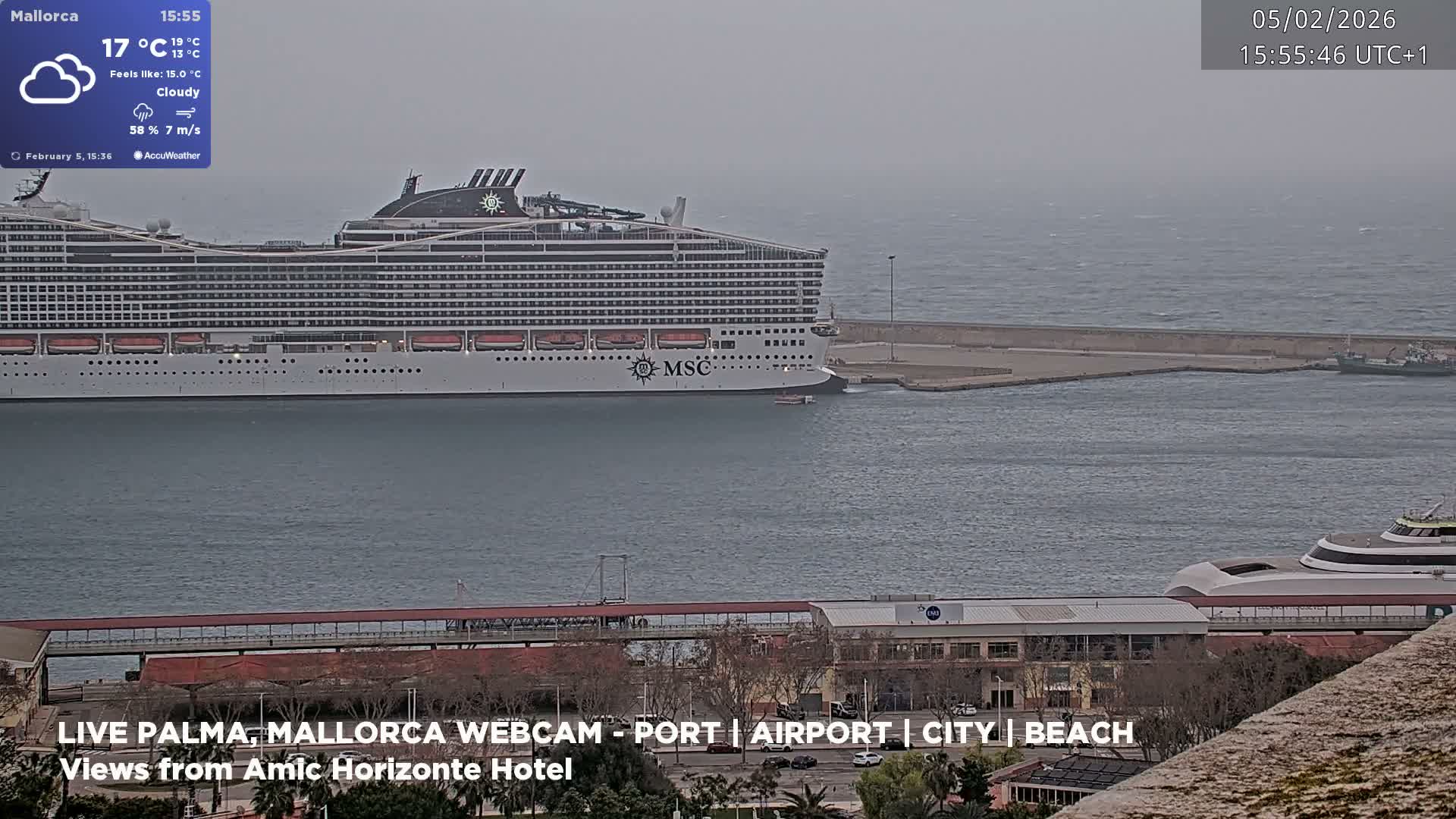 Palma de Mallorca City & Harbor Live Cam - Portopi , Ponent Discrict, Palma de Mallorca, Balearic Islands, Spain