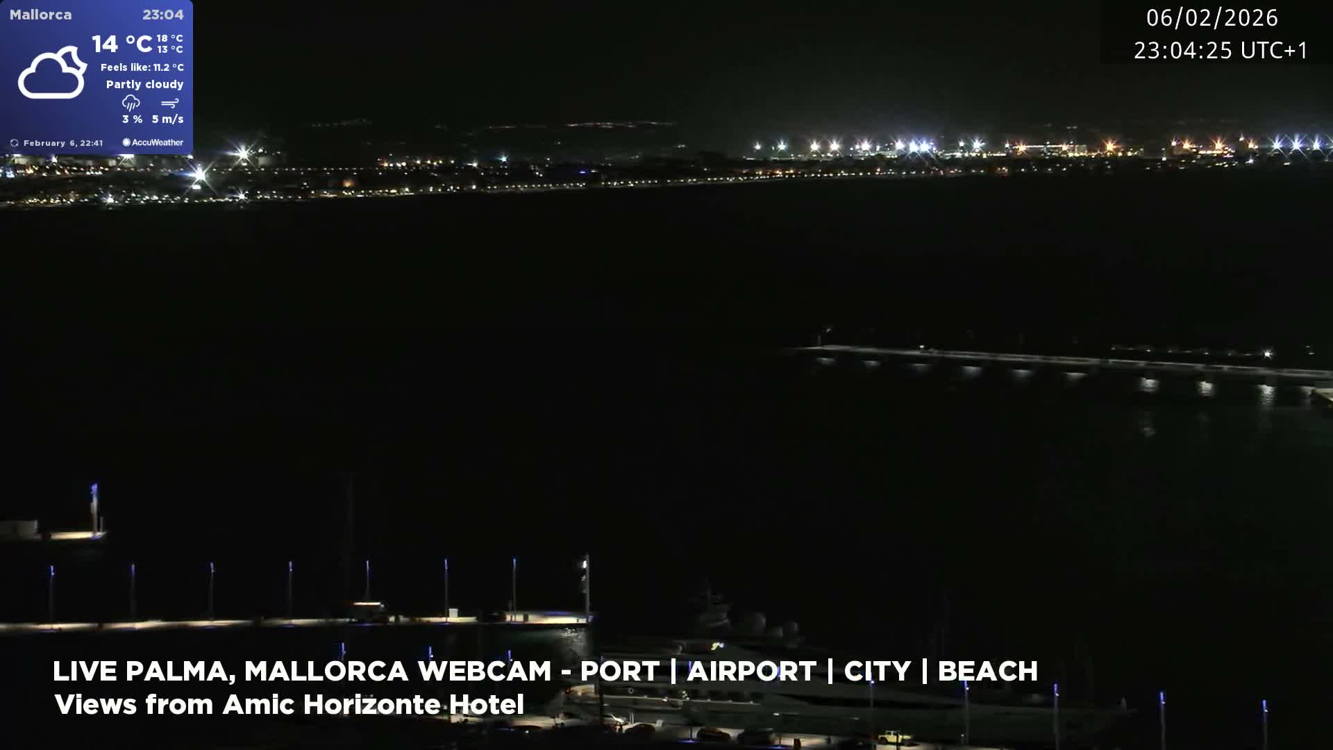 Palma de Mallorca City & Harbor Live Cam - Portopi , Ponent Discrict, Palma de Mallorca, Balearic Islands, Spain