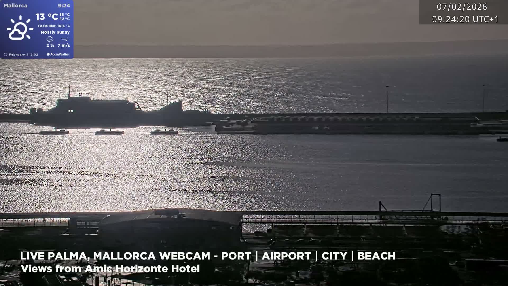 Palma de Mallorca City & Harbor Live Cam - Portopi , Ponent Discrict, Palma de Mallorca, Balearic Islands, Spain