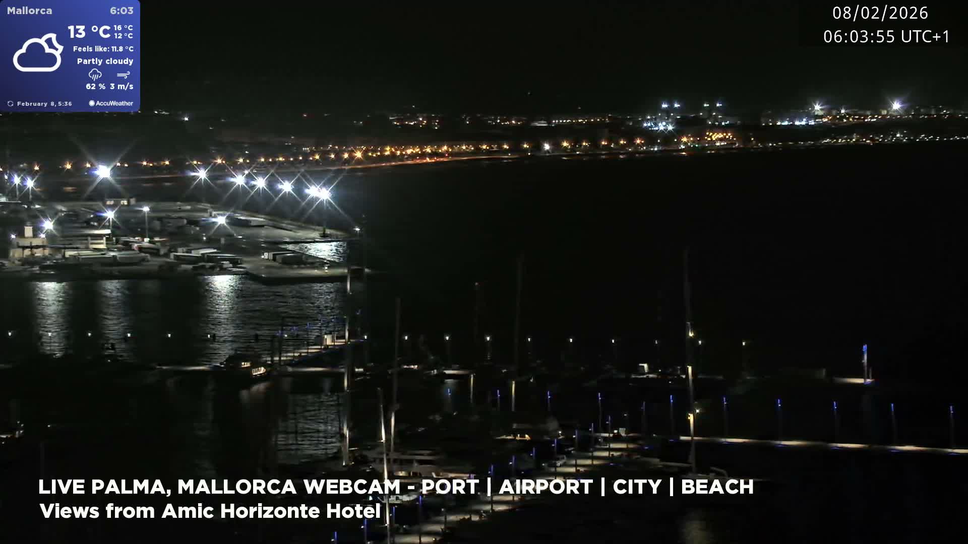 Palma de Mallorca City & Harbor Live Cam - Portopi , Ponent Discrict, Palma de Mallorca, Balearic Islands, Spain