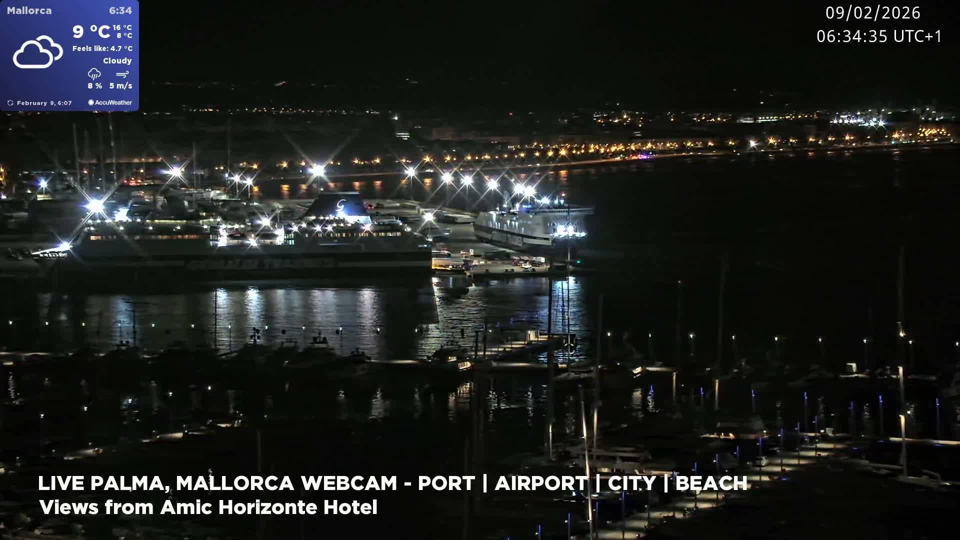 Palma de Mallorca City & Harbor Live Cam - Portopi , Ponent Discrict, Palma de Mallorca, Balearic Islands, Spain