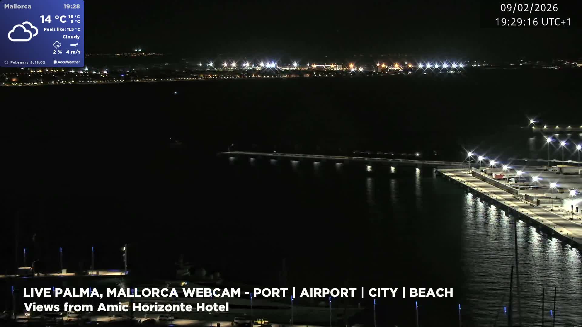 Palma de Mallorca City & Harbor Live Cam - Portopi , Ponent Discrict, Palma de Mallorca, Balearic Islands, Spain