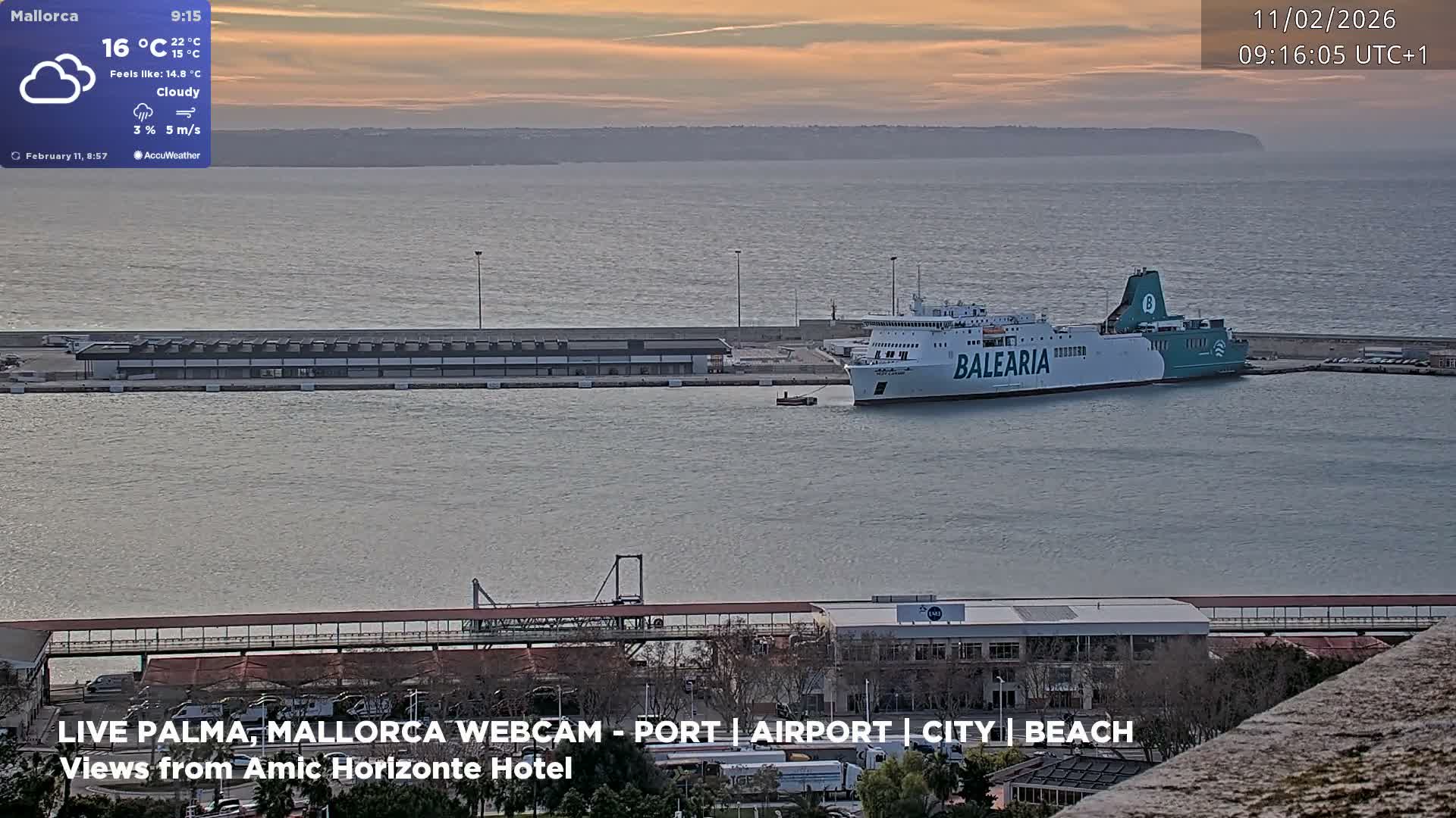 Palma de Mallorca City & Harbor Live Cam - Portopi , Ponent Discrict, Palma de Mallorca, Balearic Islands, Spain