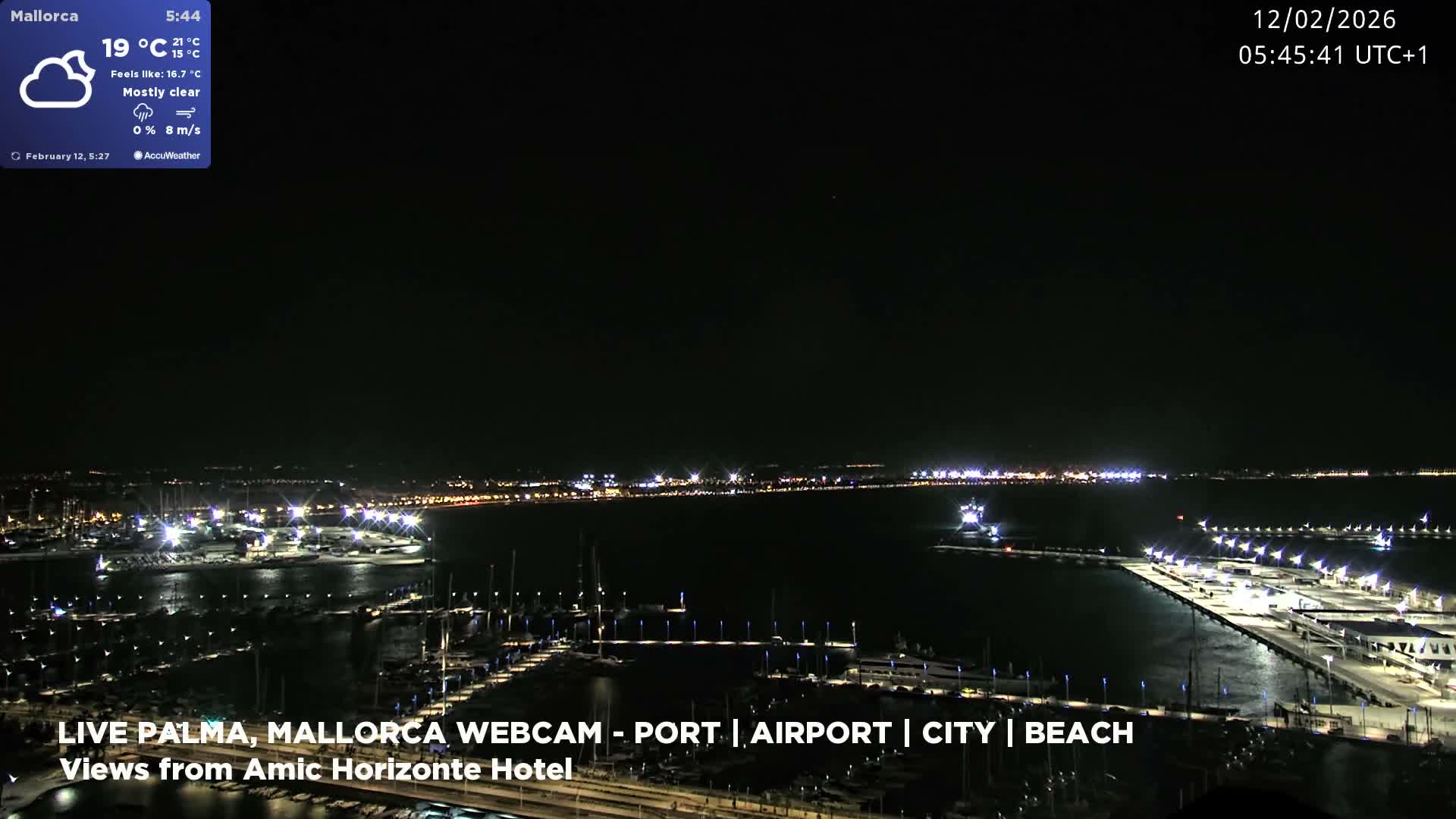 Palma de Mallorca City & Harbor Live Cam - Portopi , Ponent Discrict, Palma de Mallorca, Balearic Islands, Spain