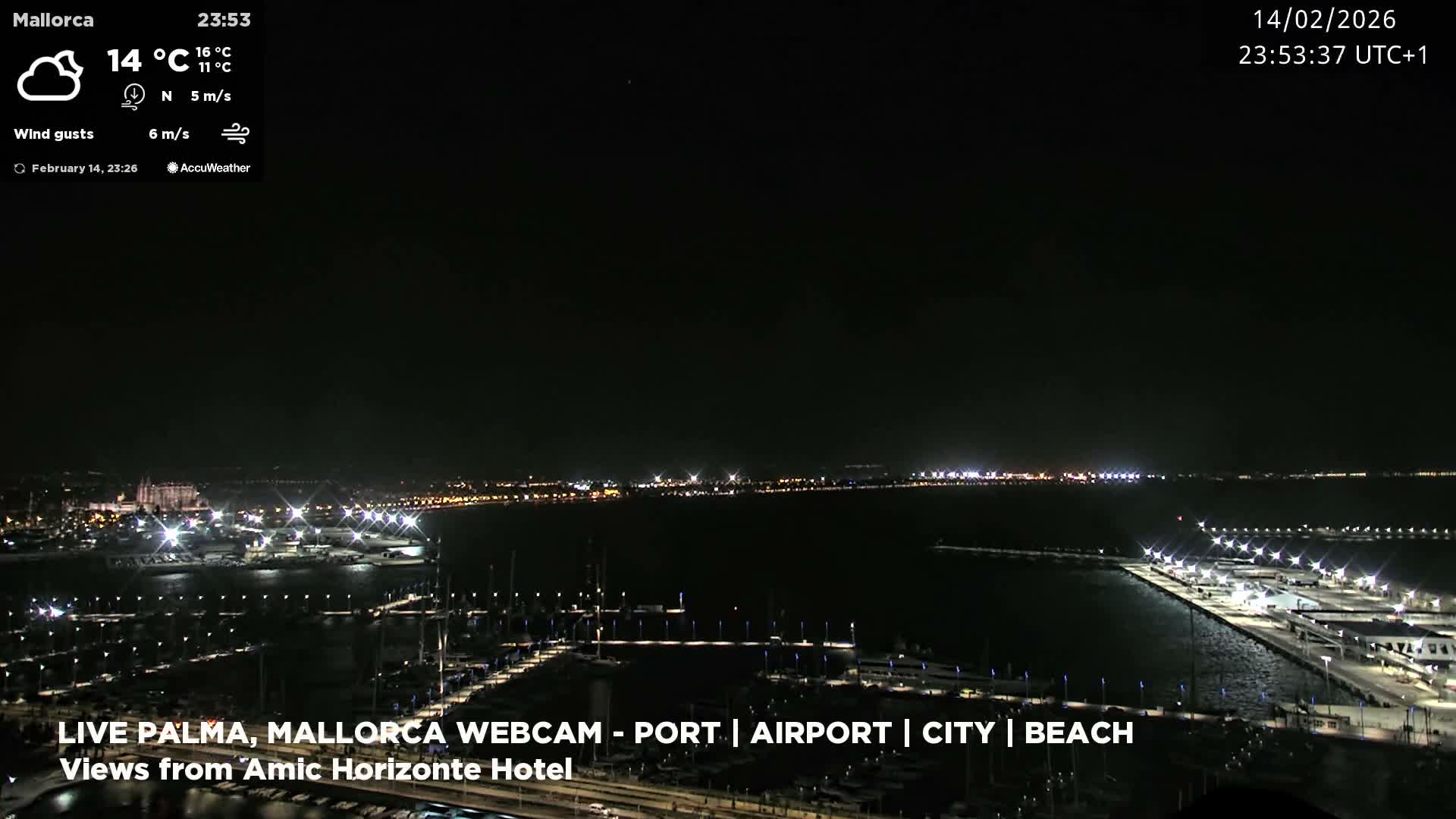 Palma de Mallorca City & Harbor Live Cam - Portopi , Ponent Discrict, Palma de Mallorca, Balearic Islands, Spain