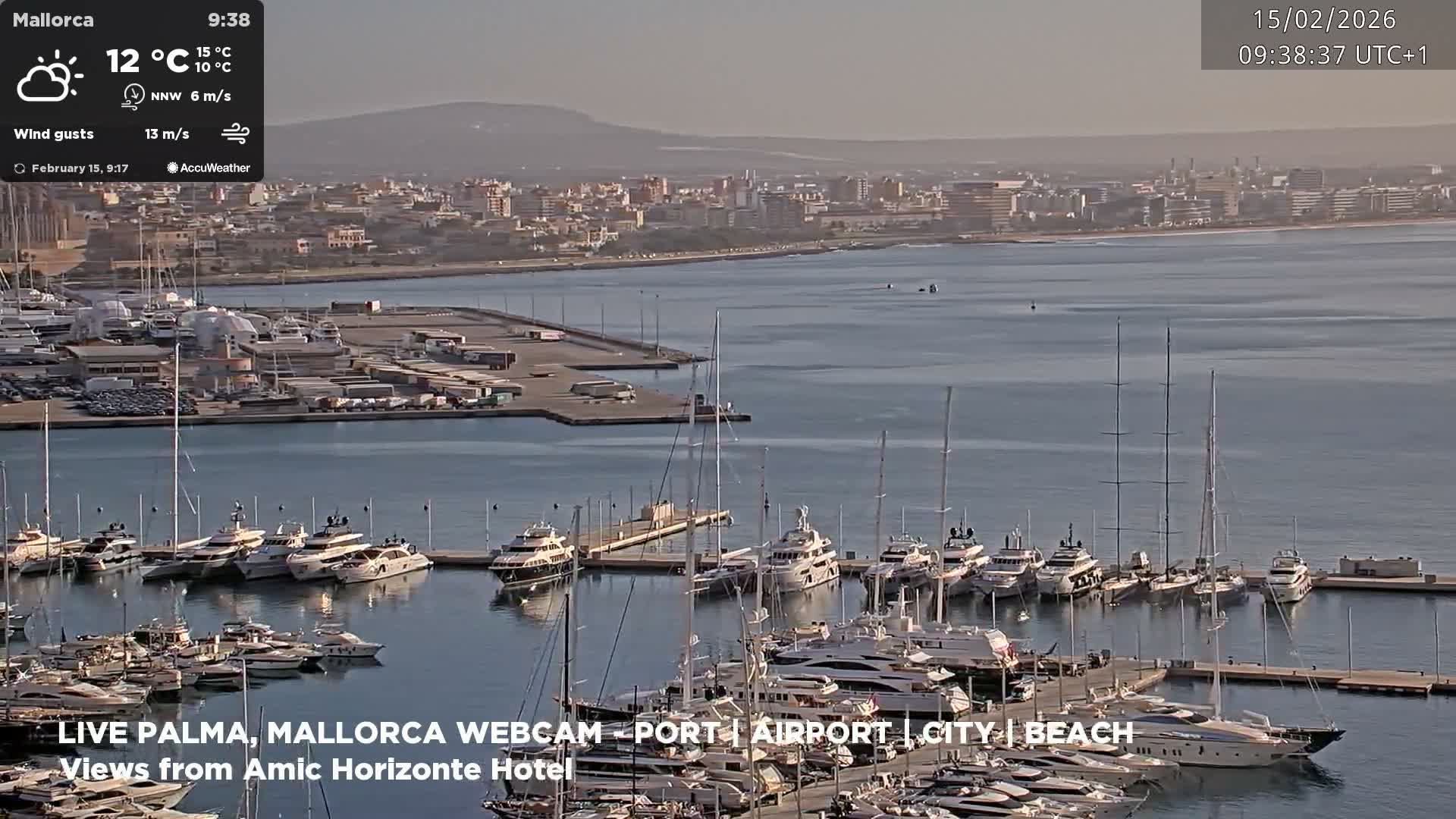 Palma de Mallorca City & Harbor Live Cam - Portopi , Ponent Discrict, Palma de Mallorca, Balearic Islands, Spain