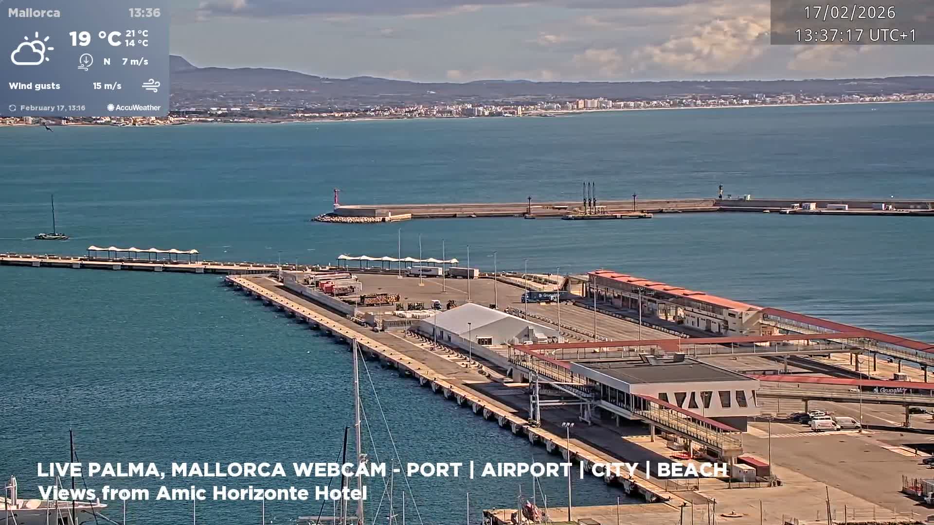 Palma de Mallorca City & Harbor Live Cam - Portopi , Ponent Discrict, Palma de Mallorca, Balearic Islands, Spain