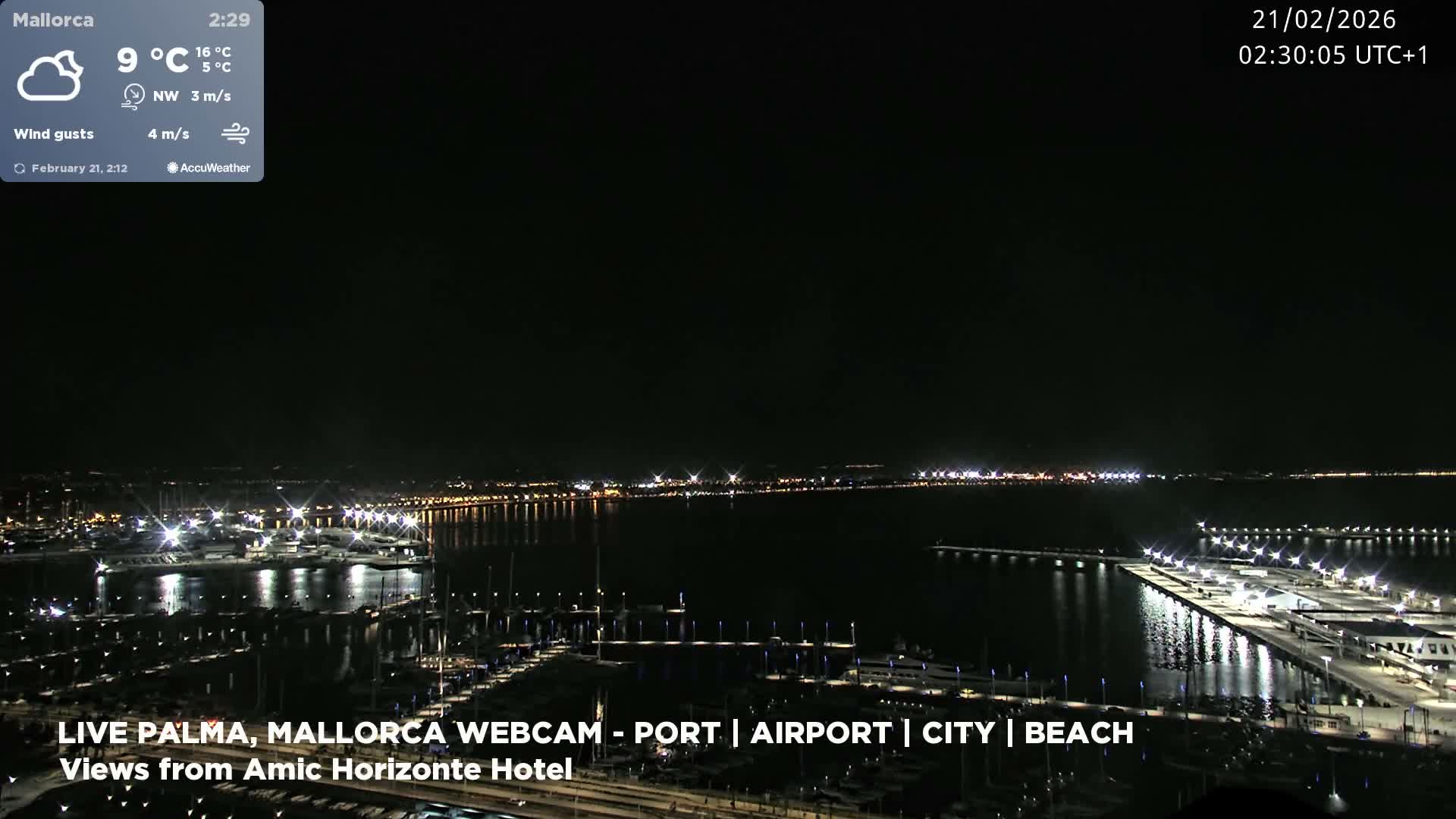 Palma de Mallorca City & Harbor Live Cam - Portopi , Ponent Discrict, Palma de Mallorca, Balearic Islands, Spain