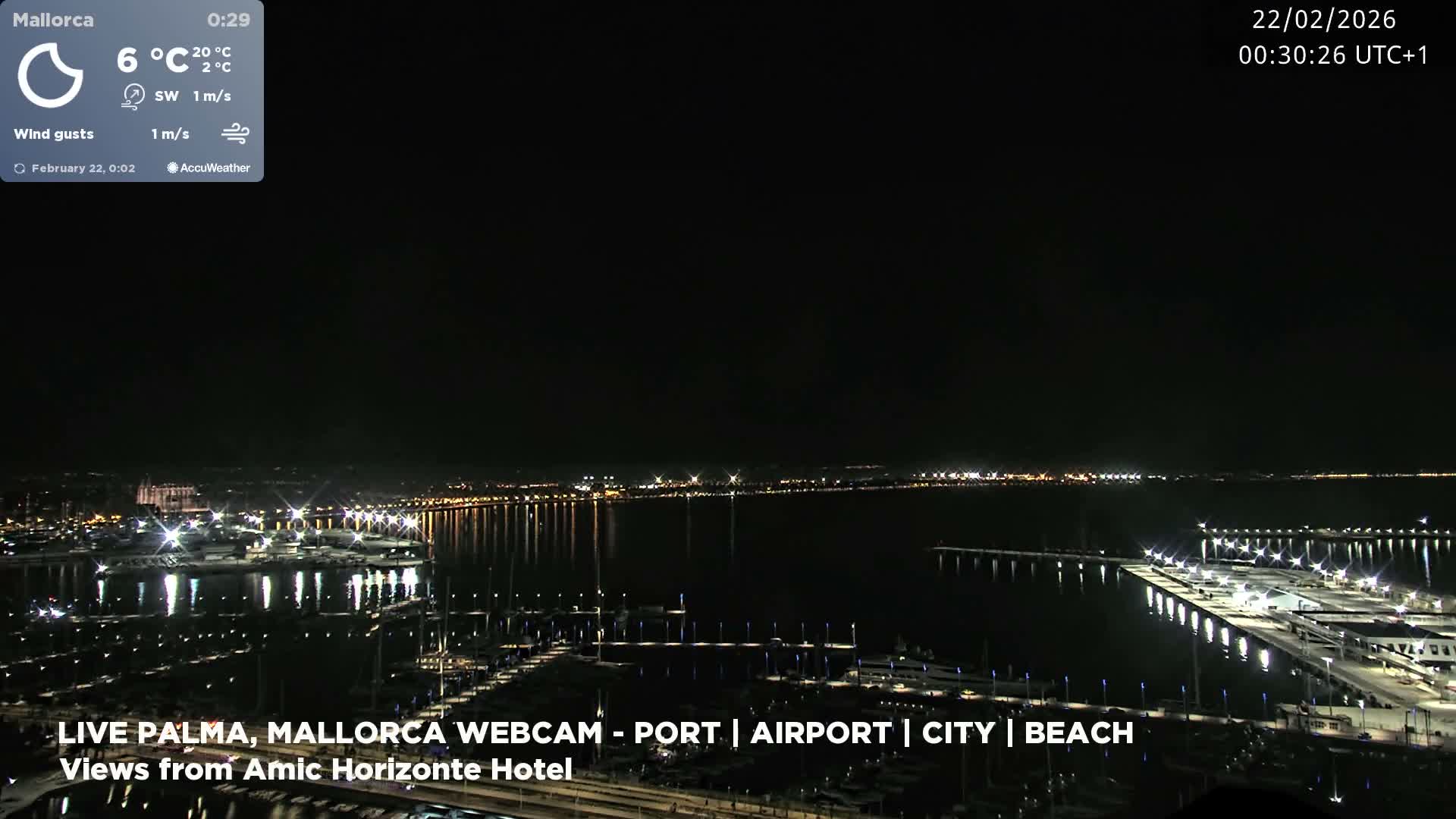 Palma de Mallorca City & Harbor Live Cam - Portopi , Ponent Discrict, Palma de Mallorca, Balearic Islands, Spain