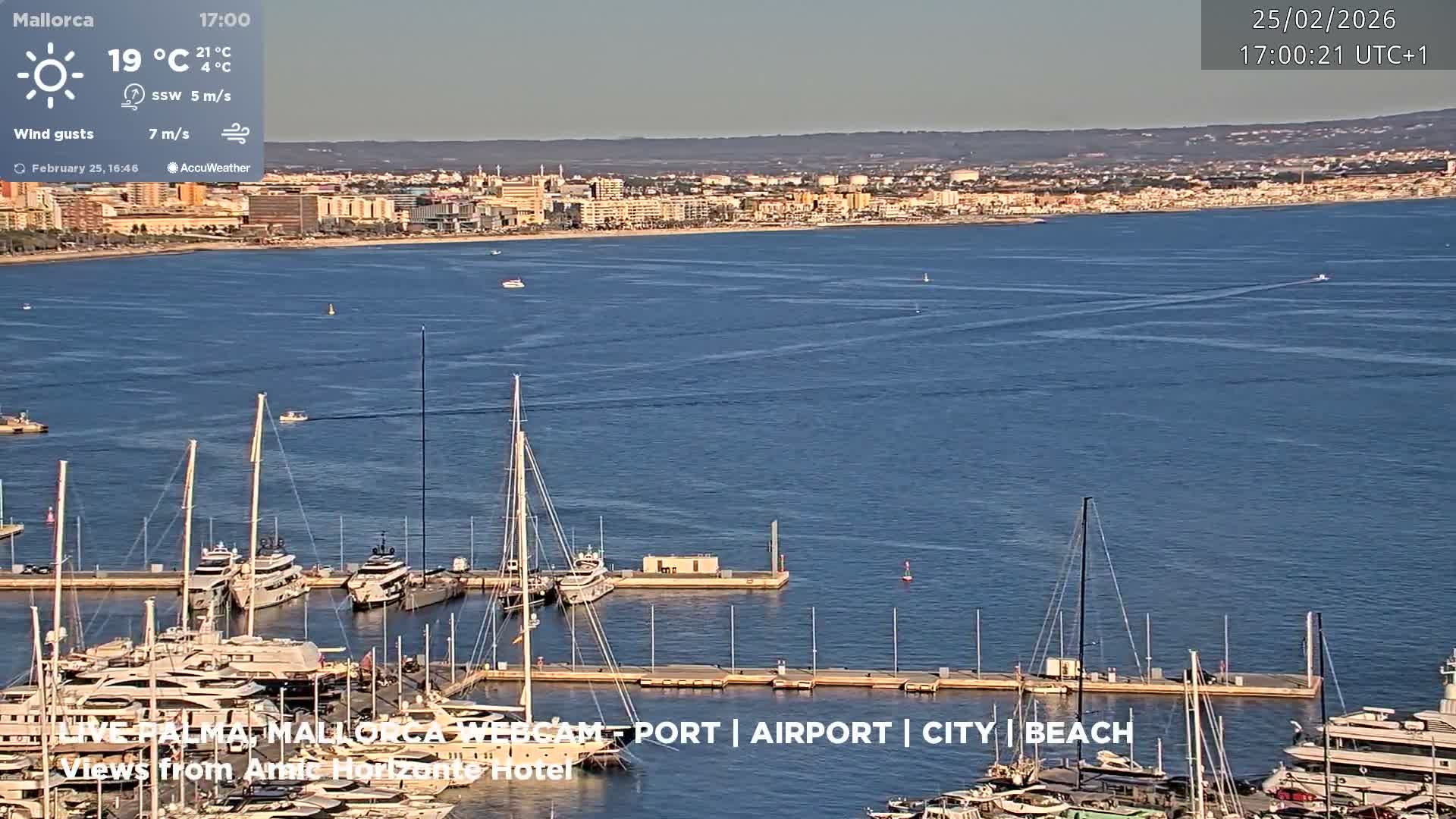 Palma de Mallorca City & Harbor Live Cam - Portopi , Ponent Discrict, Palma de Mallorca, Balearic Islands, Spain