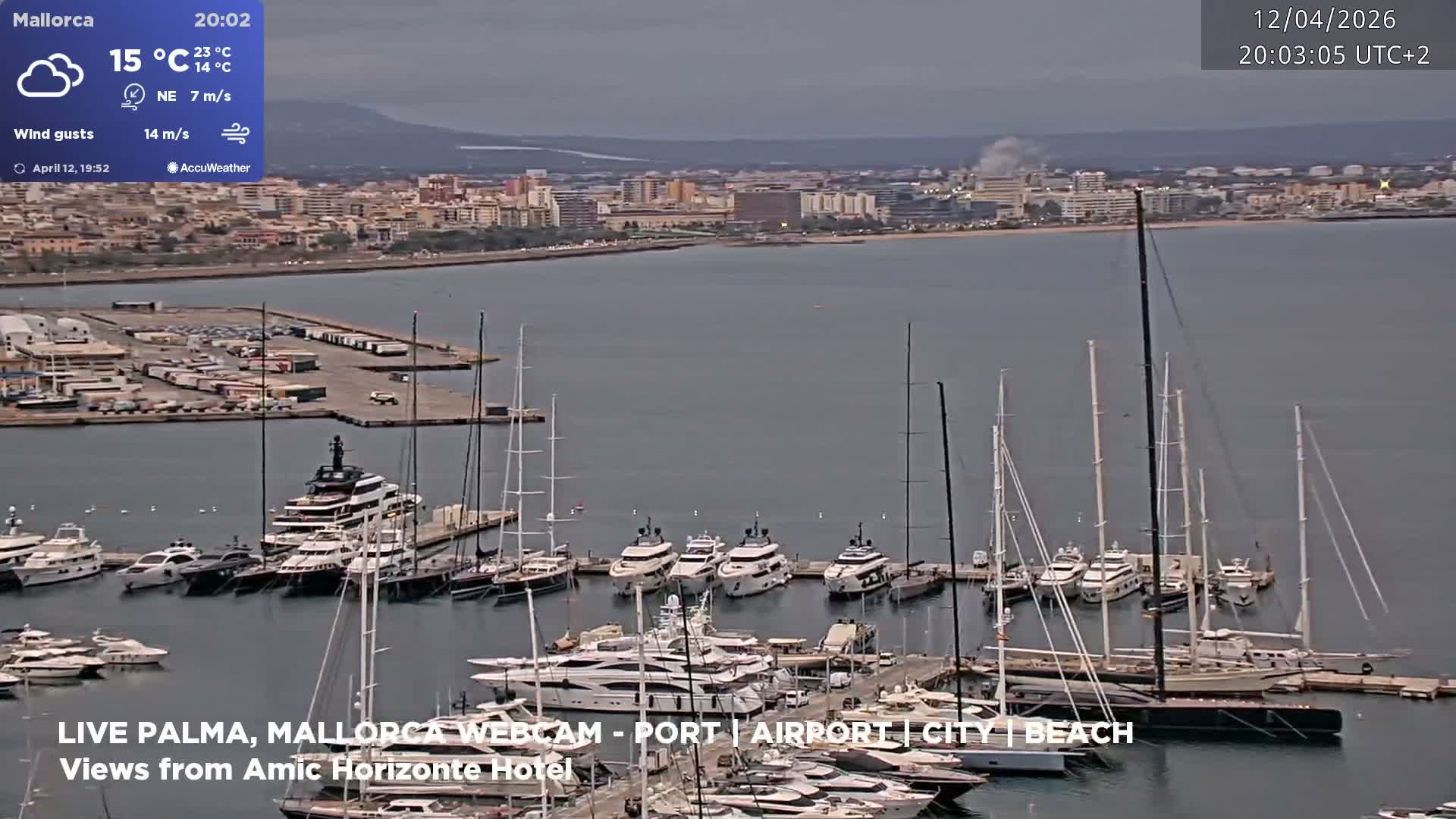 Palma de Mallorca City & Harbor Live Cam - Portopi , Ponent Discrict, Palma de Mallorca, Balearic Islands, Spain