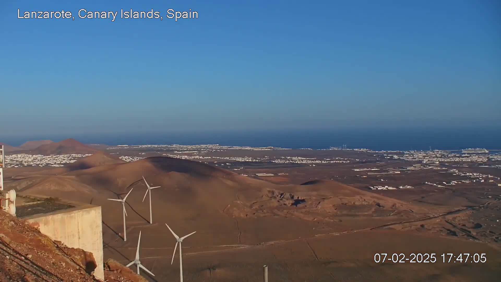 Lanzarote, Arrecife Skyline from Mina Mount Live Cam - Canary Islands, Las Palmas, Spain
