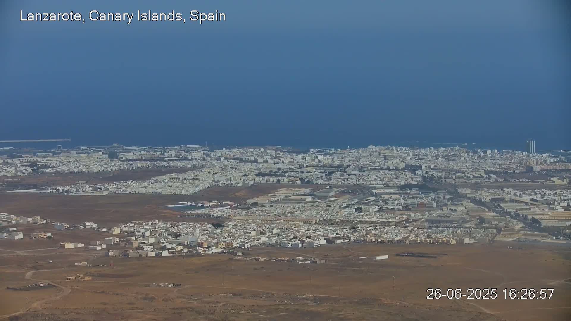 Lanzarote, Arrecife Skyline from Mina Mount Live Cam - Canary Islands, Las Palmas, Spain