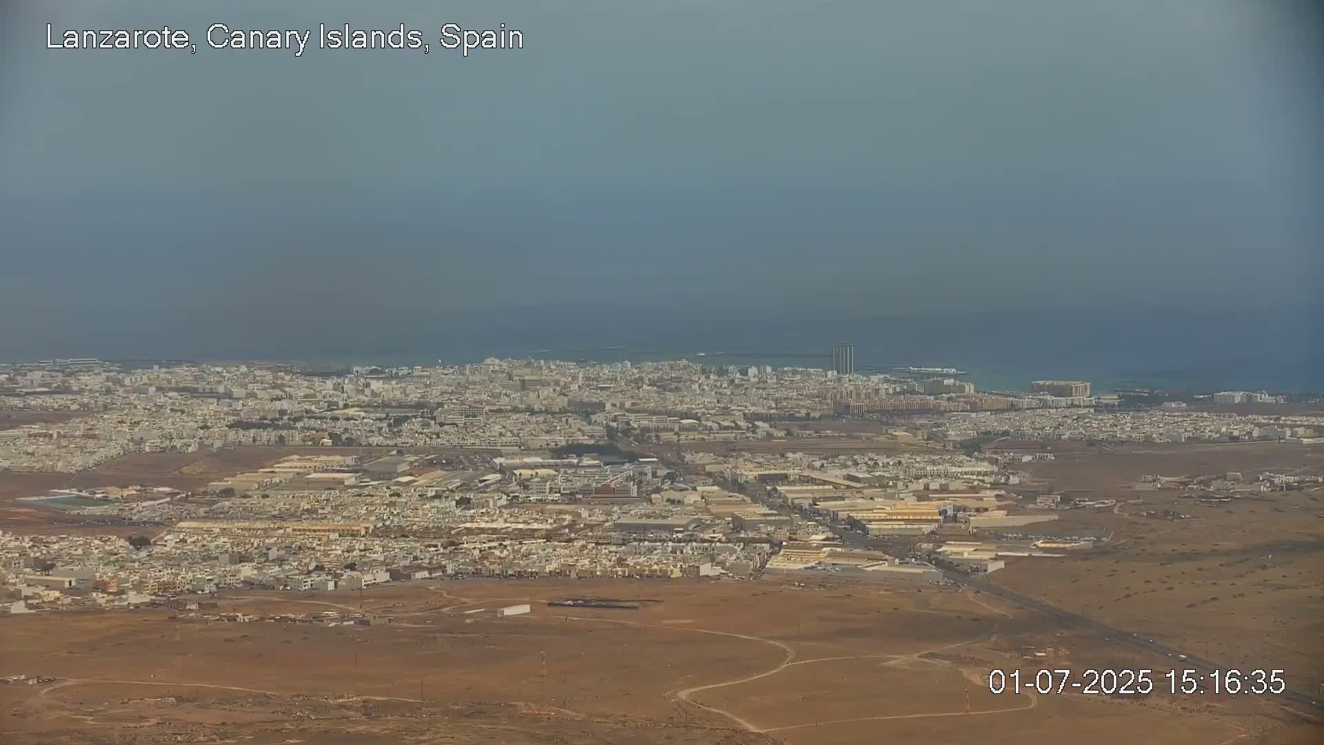 Lanzarote, Arrecife Skyline from Mina Mount Live Cam - Canary Islands, Las Palmas, Spain