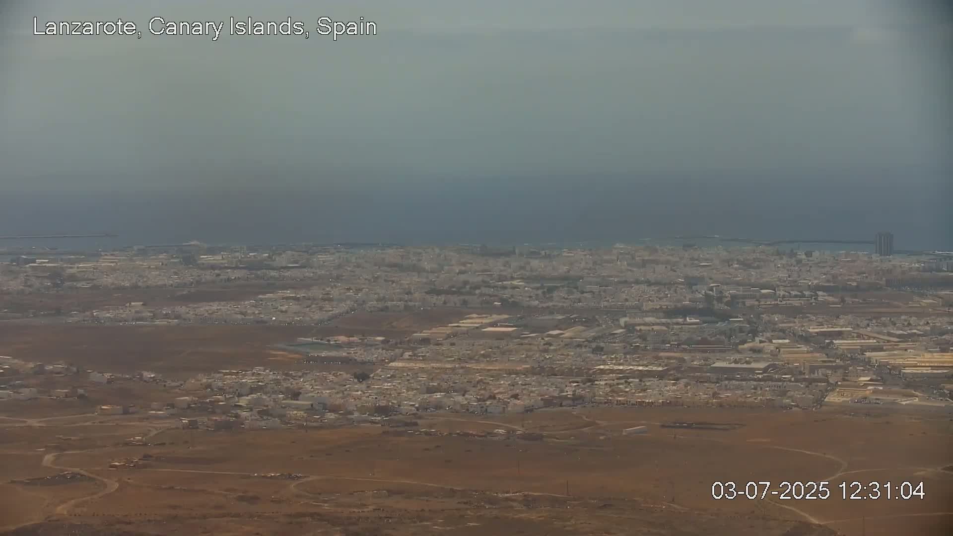 Lanzarote, Arrecife Skyline from Mina Mount Live Cam - Canary Islands, Las Palmas, Spain