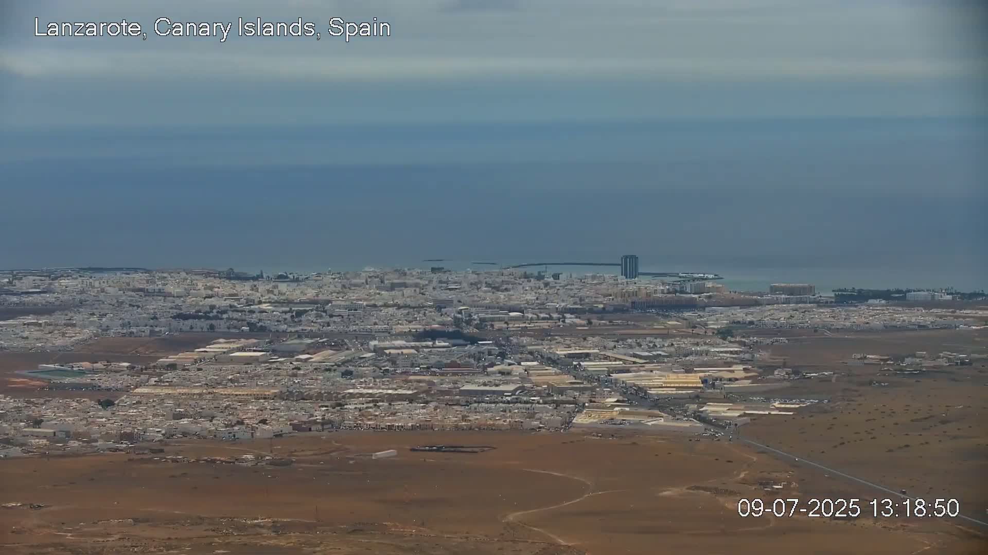 Lanzarote, Arrecife Skyline from Mina Mount Live Cam - Canary Islands, Las Palmas, Spain