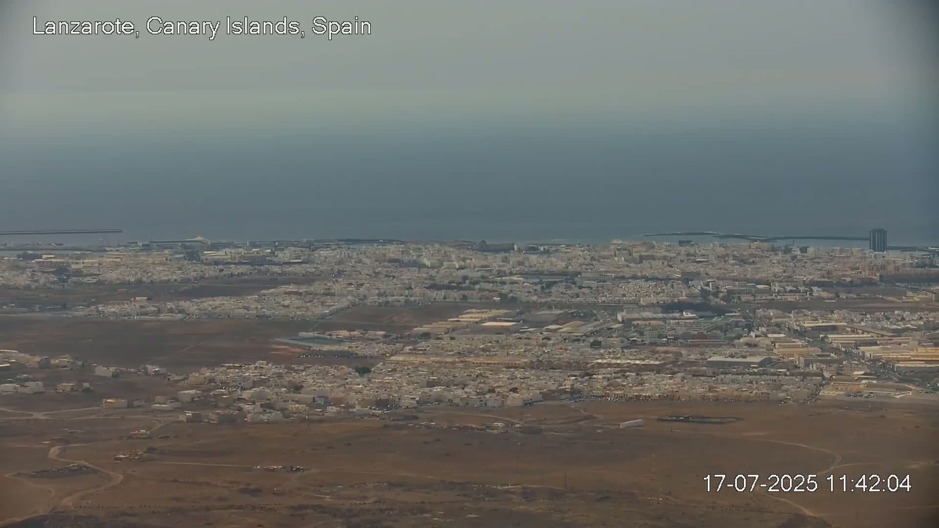 Lanzarote, Arrecife Skyline from Mina Mount Live Cam - Canary Islands, Las Palmas, Spain