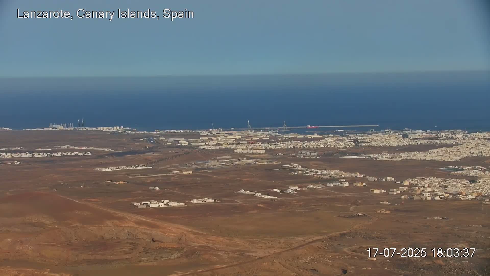 Lanzarote, Arrecife Skyline from Mina Mount Live Cam - Canary Islands, Las Palmas, Spain