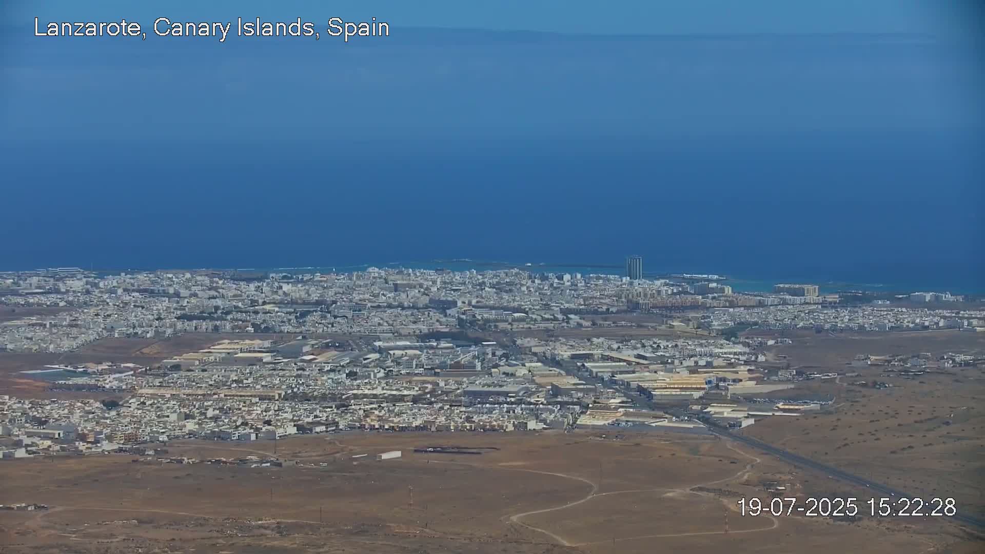 Lanzarote, Arrecife Skyline from Mina Mount Live Cam - Canary Islands, Las Palmas, Spain