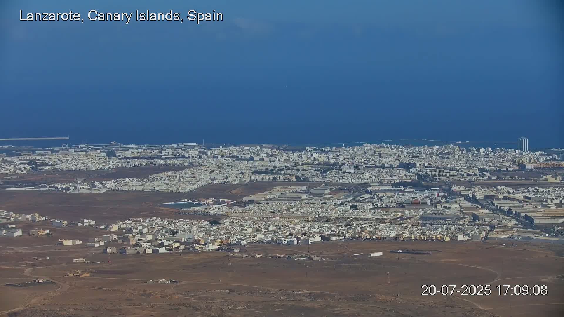 Lanzarote, Arrecife Skyline from Mina Mount Live Cam - Canary Islands, Las Palmas, Spain