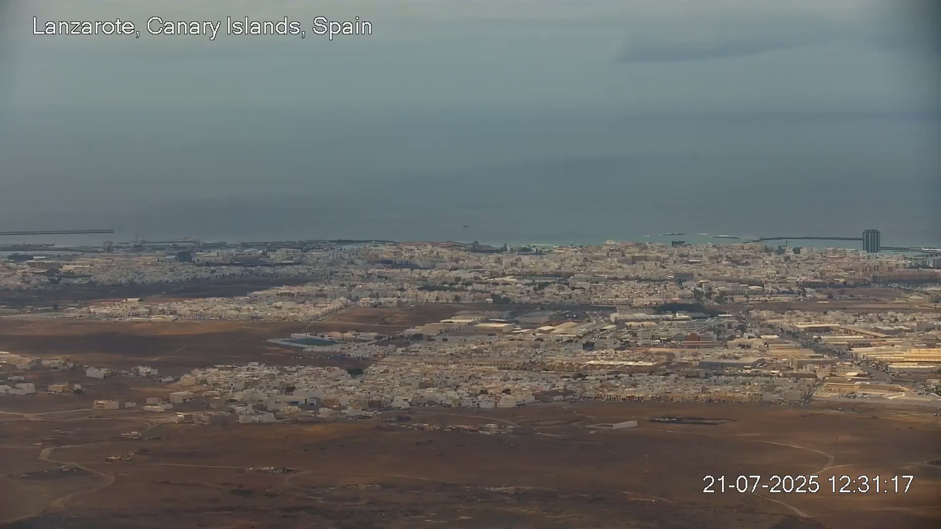 Lanzarote, Arrecife Skyline from Mina Mount Live Cam - Canary Islands, Las Palmas, Spain