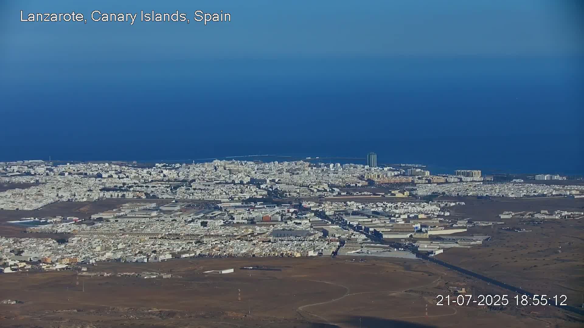 Lanzarote, Arrecife Skyline from Mina Mount Live Cam - Canary Islands, Las Palmas, Spain