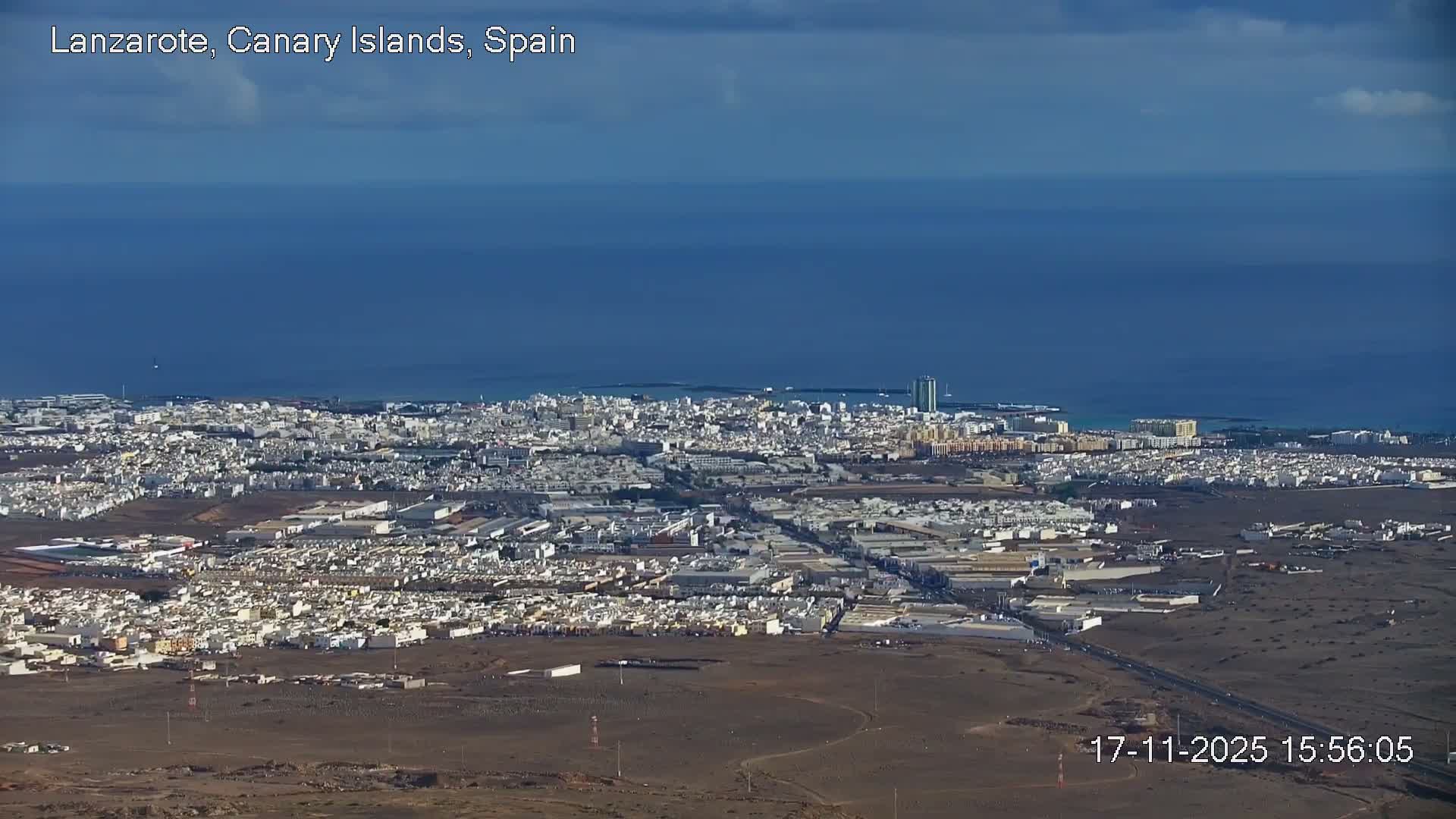 Lanzarote, Arrecife Skyline from Mina Mount Live Cam - Canary Islands, Las Palmas, Spain
