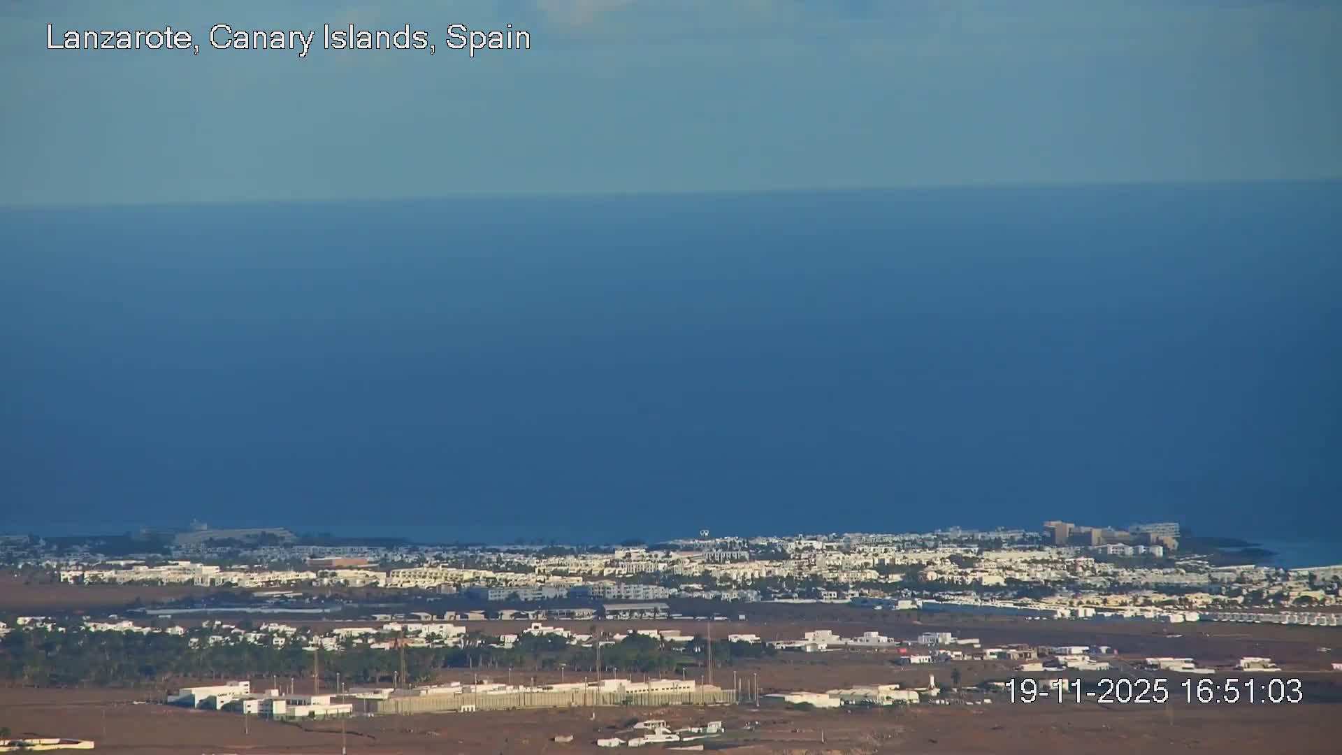 Lanzarote, Arrecife Skyline from Mina Mount Live Cam - Canary Islands, Las Palmas, Spain