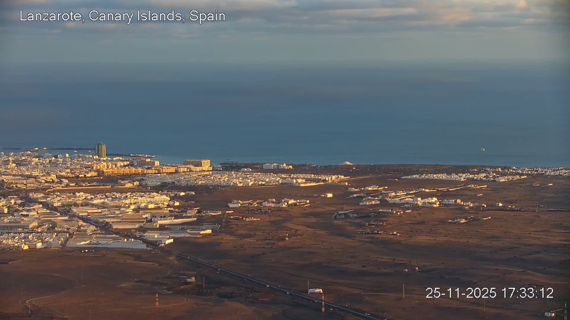 Lanzarote, Arrecife Skyline from Mina Mount Live Cam - Canary Islands, Las Palmas, Spain