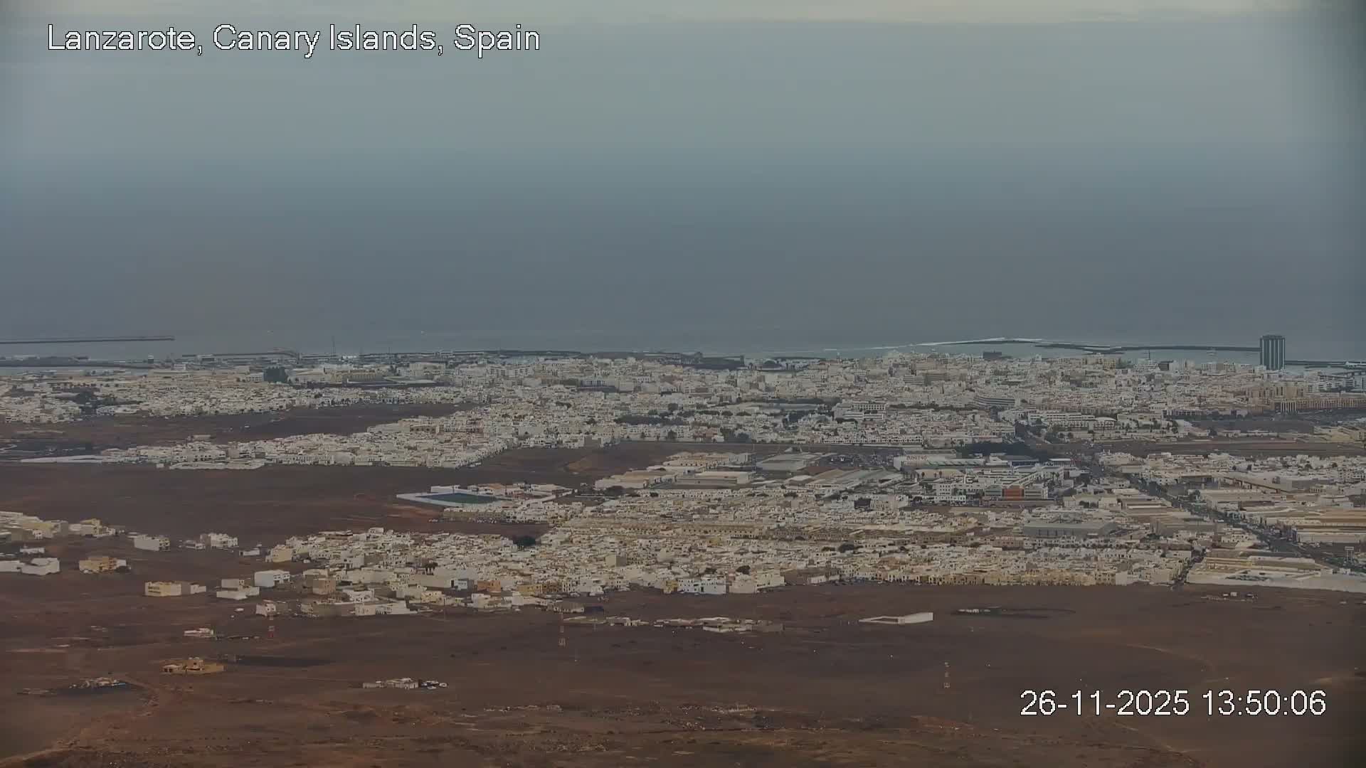 Lanzarote, Arrecife Skyline from Mina Mount Live Cam - Canary Islands, Las Palmas, Spain
