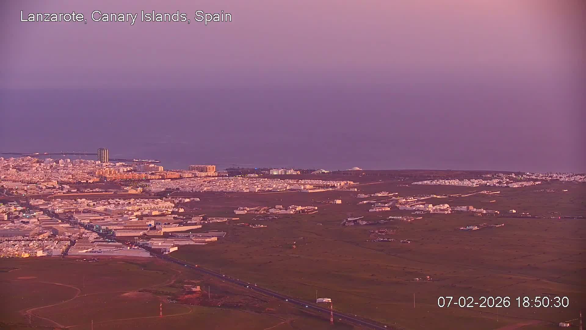 Lanzarote, Arrecife Skyline from Mina Mount Live Cam - Canary Islands, Las Palmas, Spain