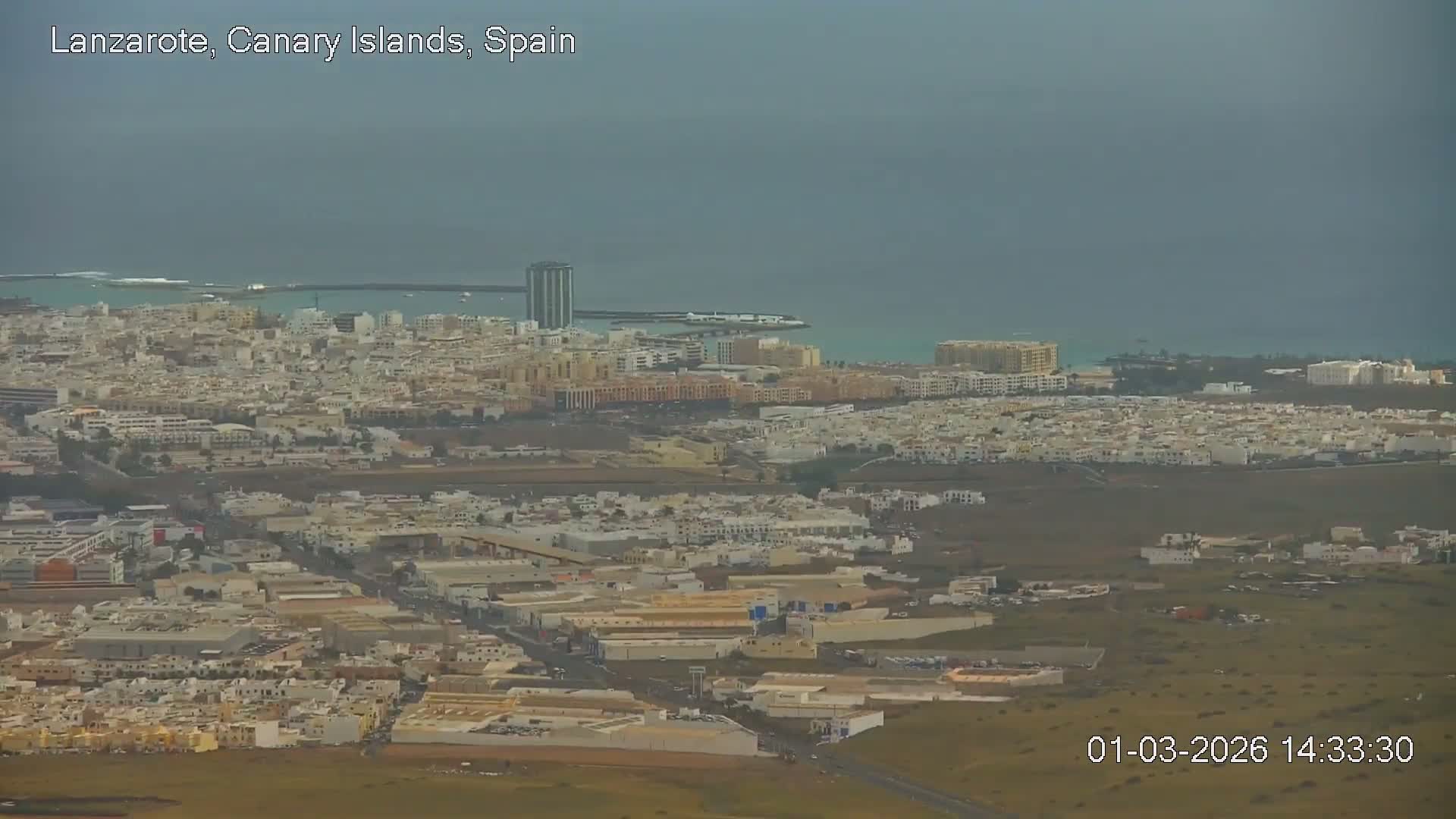 Lanzarote, Arrecife Skyline from Mina Mount Live Cam - Canary Islands, Las Palmas, Spain