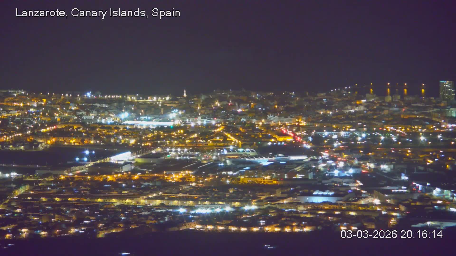 Lanzarote, Arrecife Skyline from Mina Mount Live Cam - Canary Islands, Las Palmas, Spain