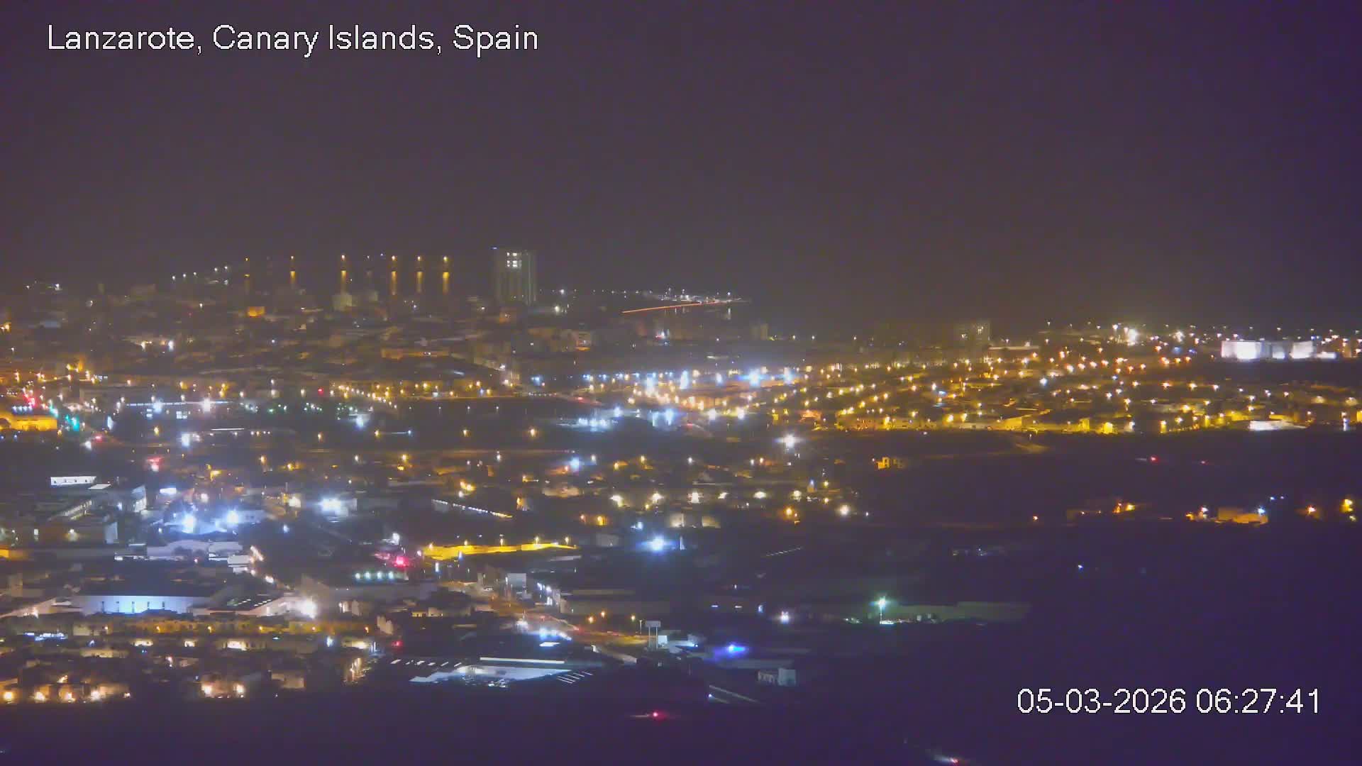 Lanzarote, Arrecife Skyline from Mina Mount Live Cam - Canary Islands, Las Palmas, Spain