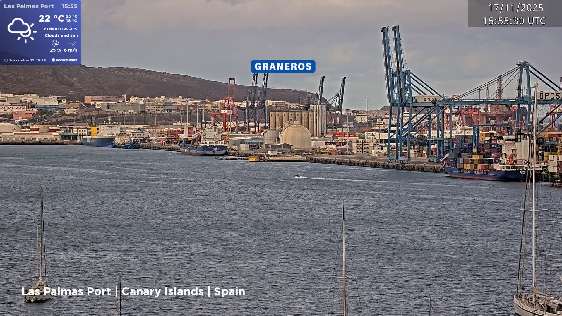Las Palmas de Gran Canaria City & Port Live Cam - Las Palmas de Gran Canaria, Gran Canaria, Canary Islands (Canarias), Spain