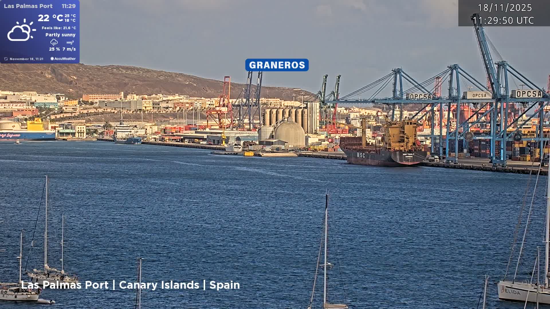 Las Palmas de Gran Canaria City & Port Live Cam - Las Palmas de Gran Canaria, Gran Canaria, Canary Islands (Canarias), Spain
